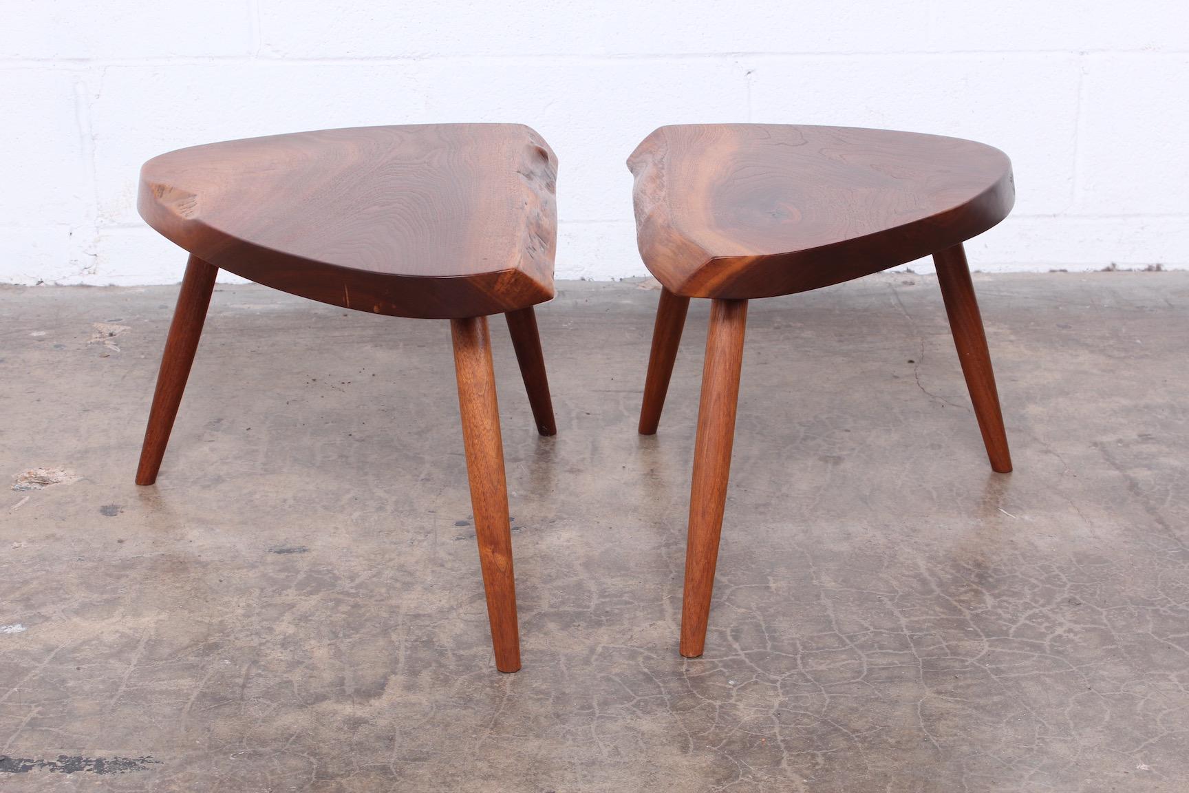 Pair of George Nakashima Wepman Tables / Stools In Good Condition In Dallas, TX