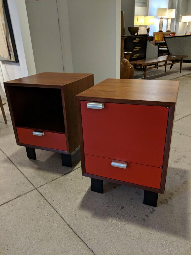 American Pair of George Nelson Bedside Tables with Lacquered Fronts