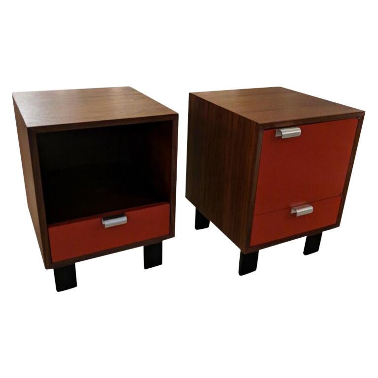 Pair of George Nelson Bedside Tables with Lacquered Fronts