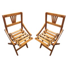 Retro Pair of George Nelson Inspired Child-Size Slat Folding Chair