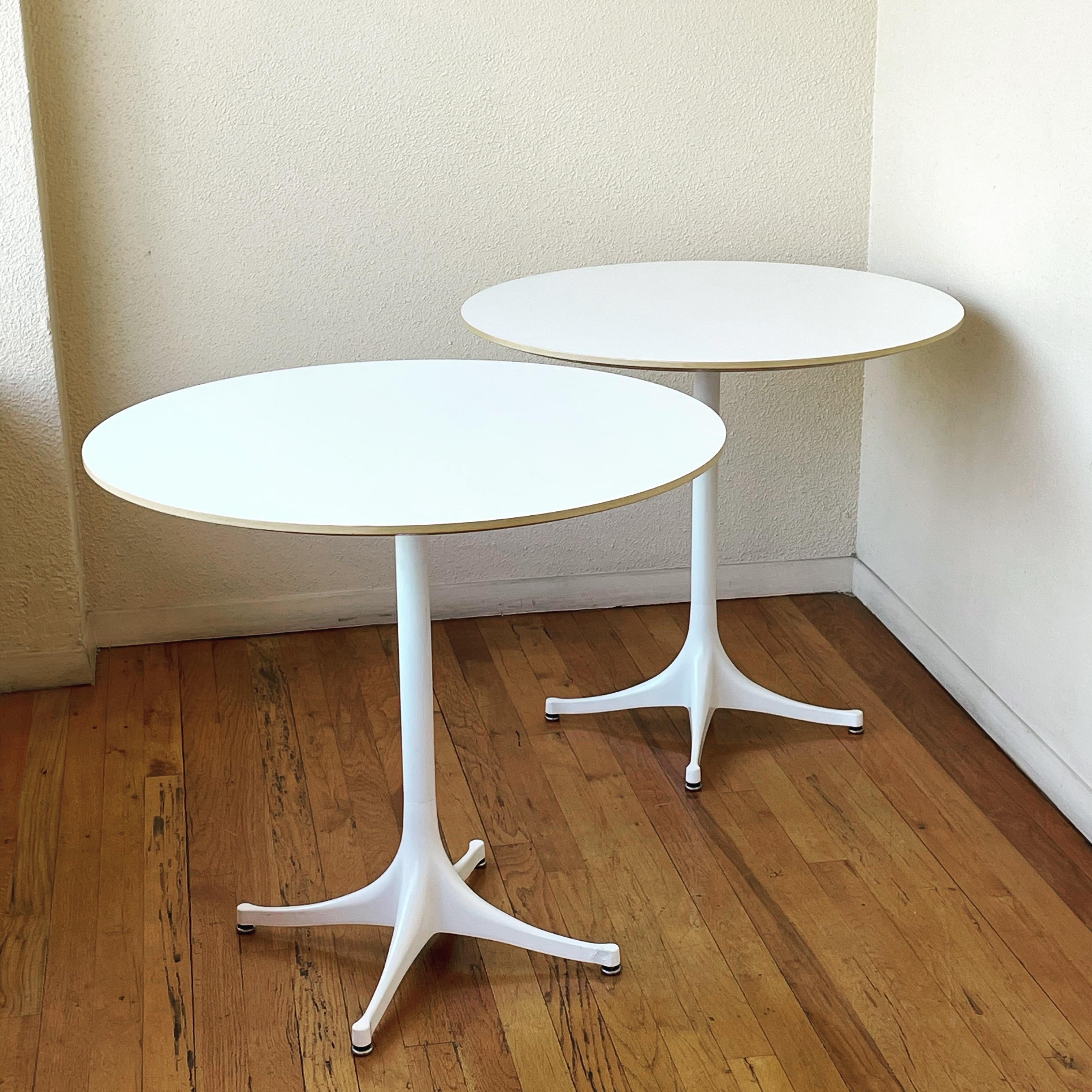 Mid-Century Modern Pair of George Nelson Pedestal Table Model 5254 for Herman Miller