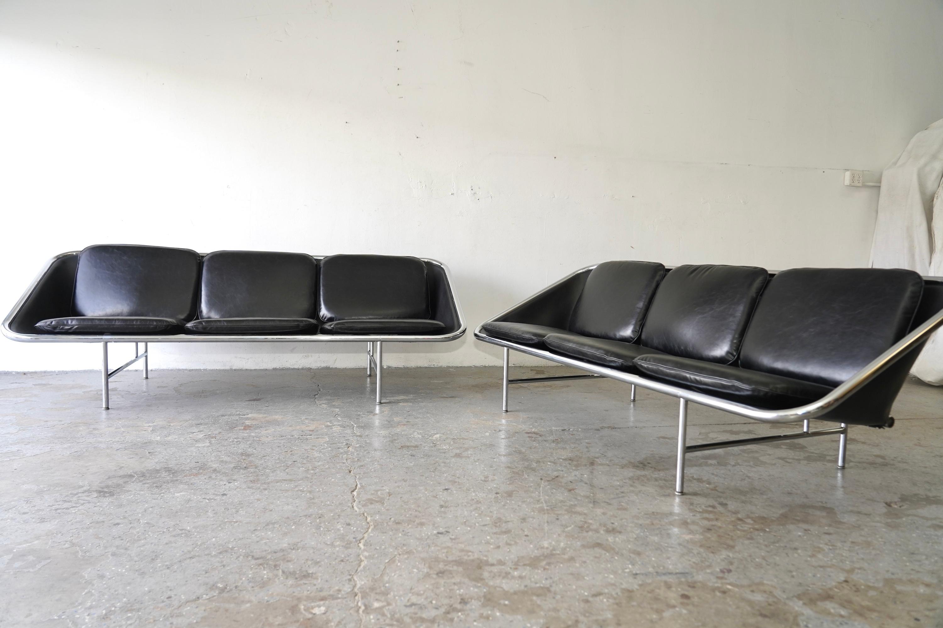 Mid-Century Modern Paire de canapés en cuir George Nelson Sling MCM pour Herman Miller en vente