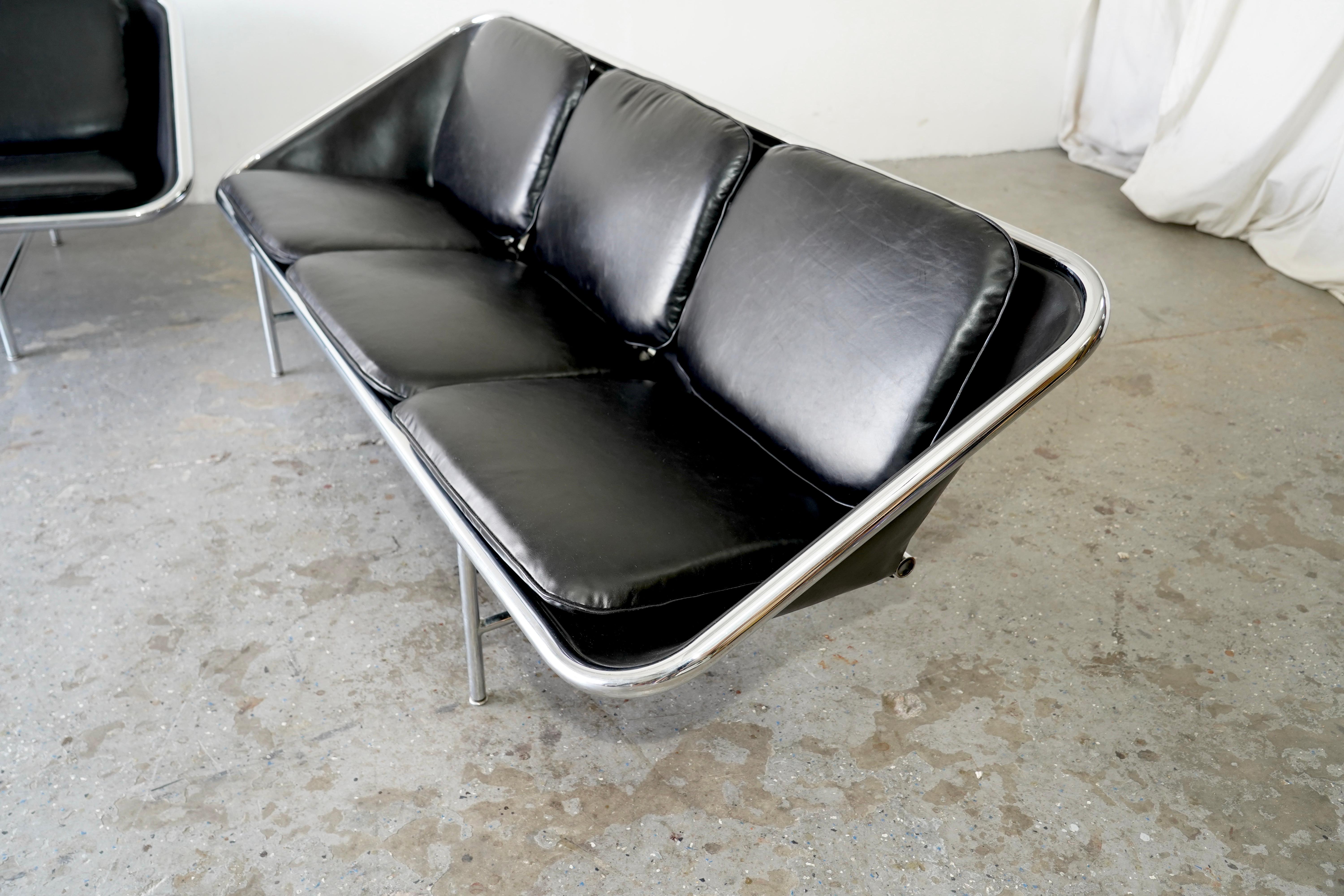 Cuir Paire de canapés en cuir George Nelson Sling MCM pour Herman Miller en vente