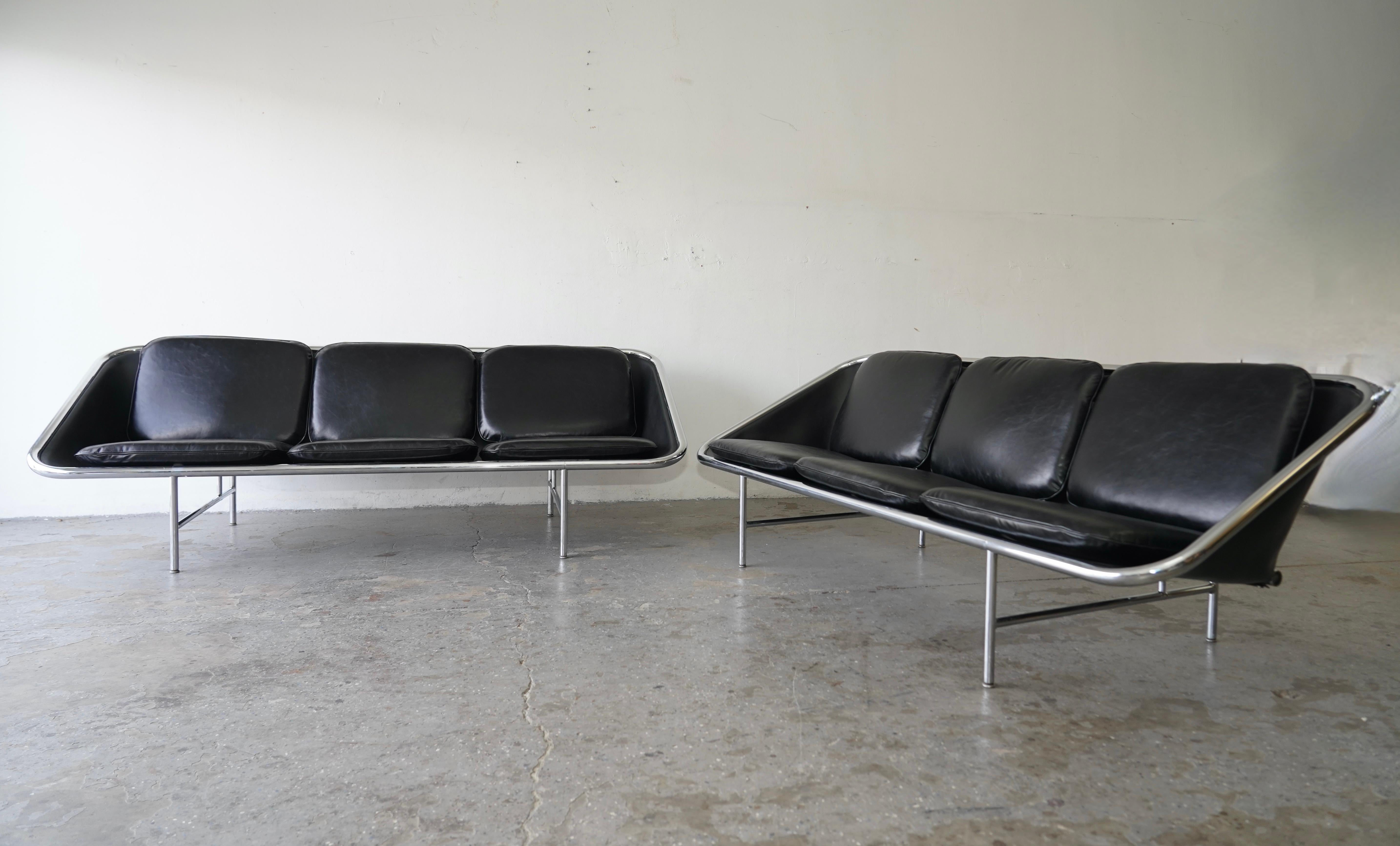 Paire de canapés en cuir George Nelson Sling MCM pour Herman Miller en vente 1
