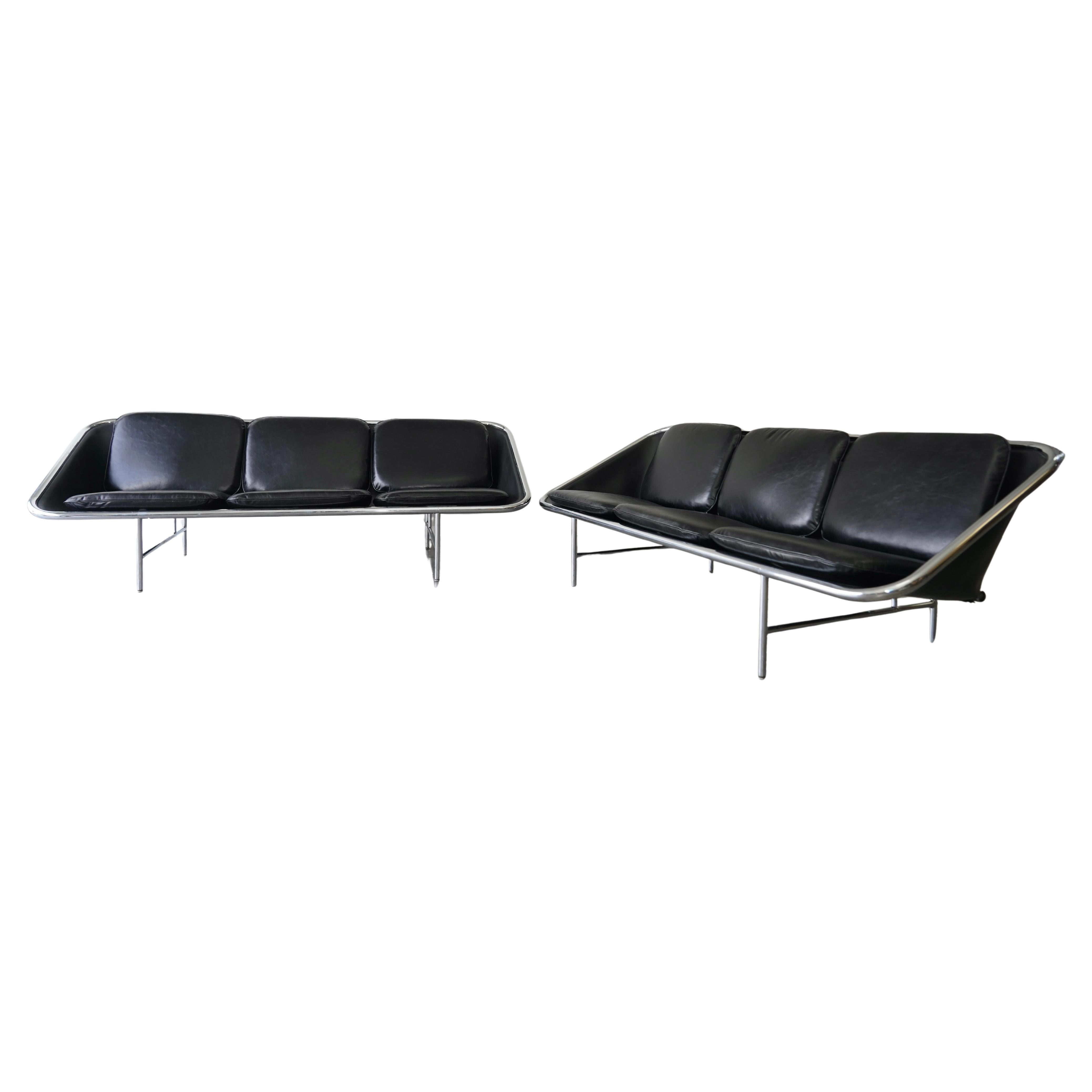 Pair of George Nelson Sling MCM leather Sofas for Herman Miller