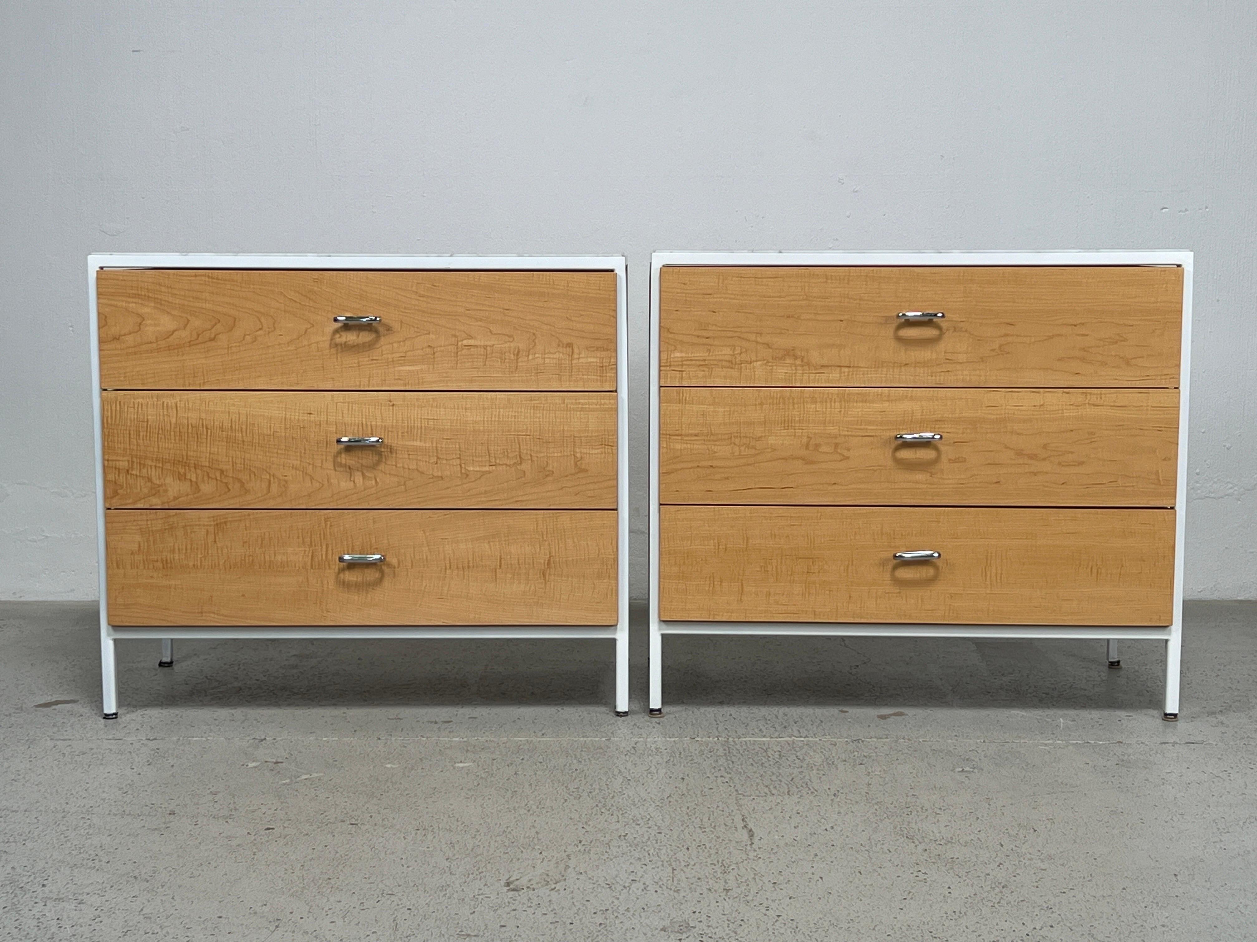 Pair of George Nelson Steel Frame Dressers with Marble Tops In Good Condition In Dallas, TX