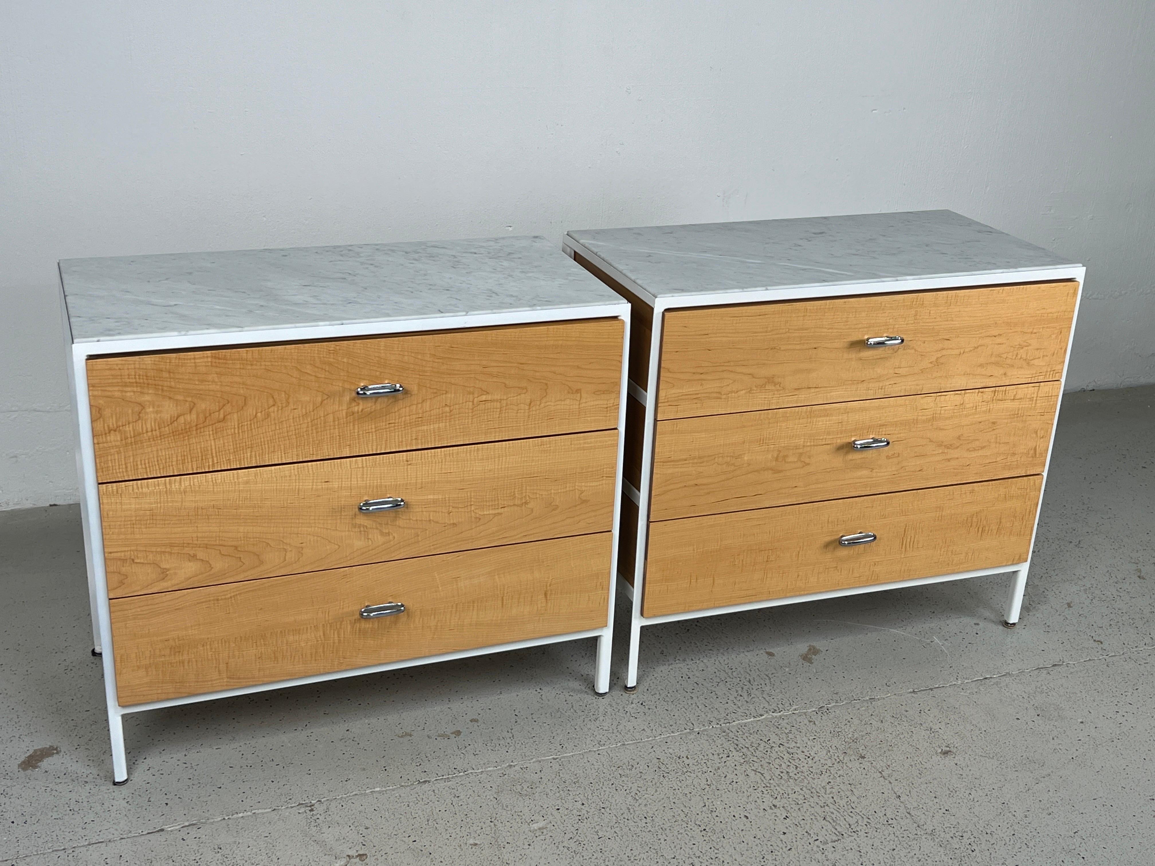 Mid-20th Century Pair of George Nelson Steel Frame Dressers with Marble Tops