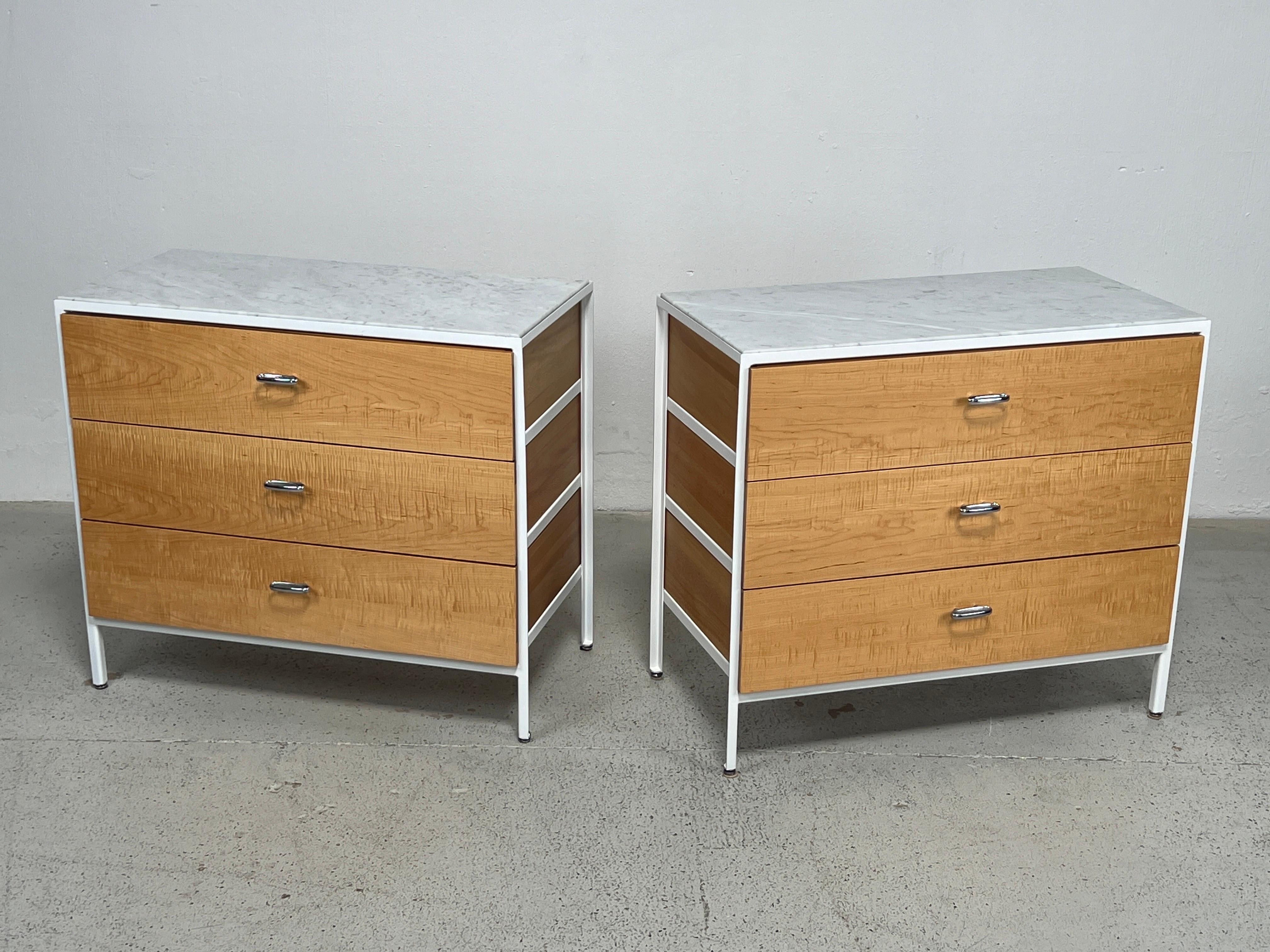 Pair of George Nelson Steel Frame Dressers with Marble Tops 2