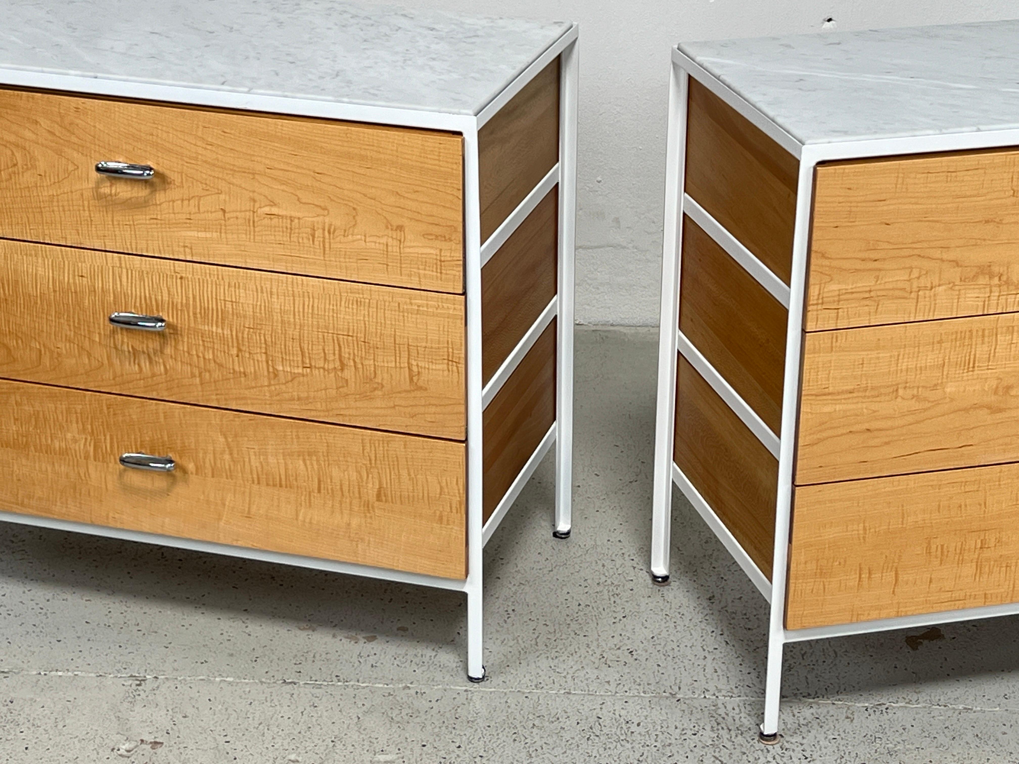 Pair of George Nelson Steel Frame Dressers with Marble Tops 4