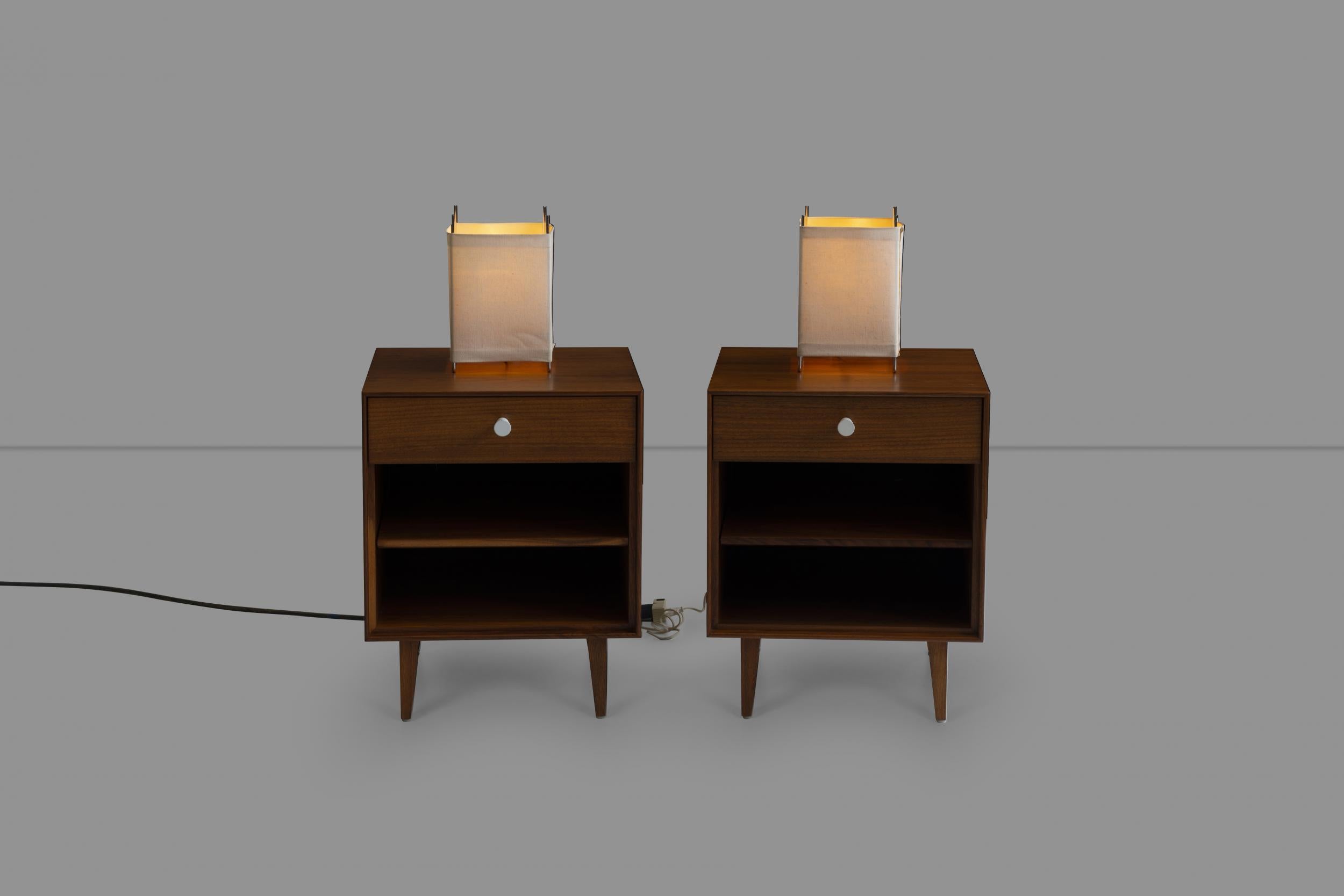 Oiled Pair of George Nelson Thin-Edge Nightstands for Herman Miller