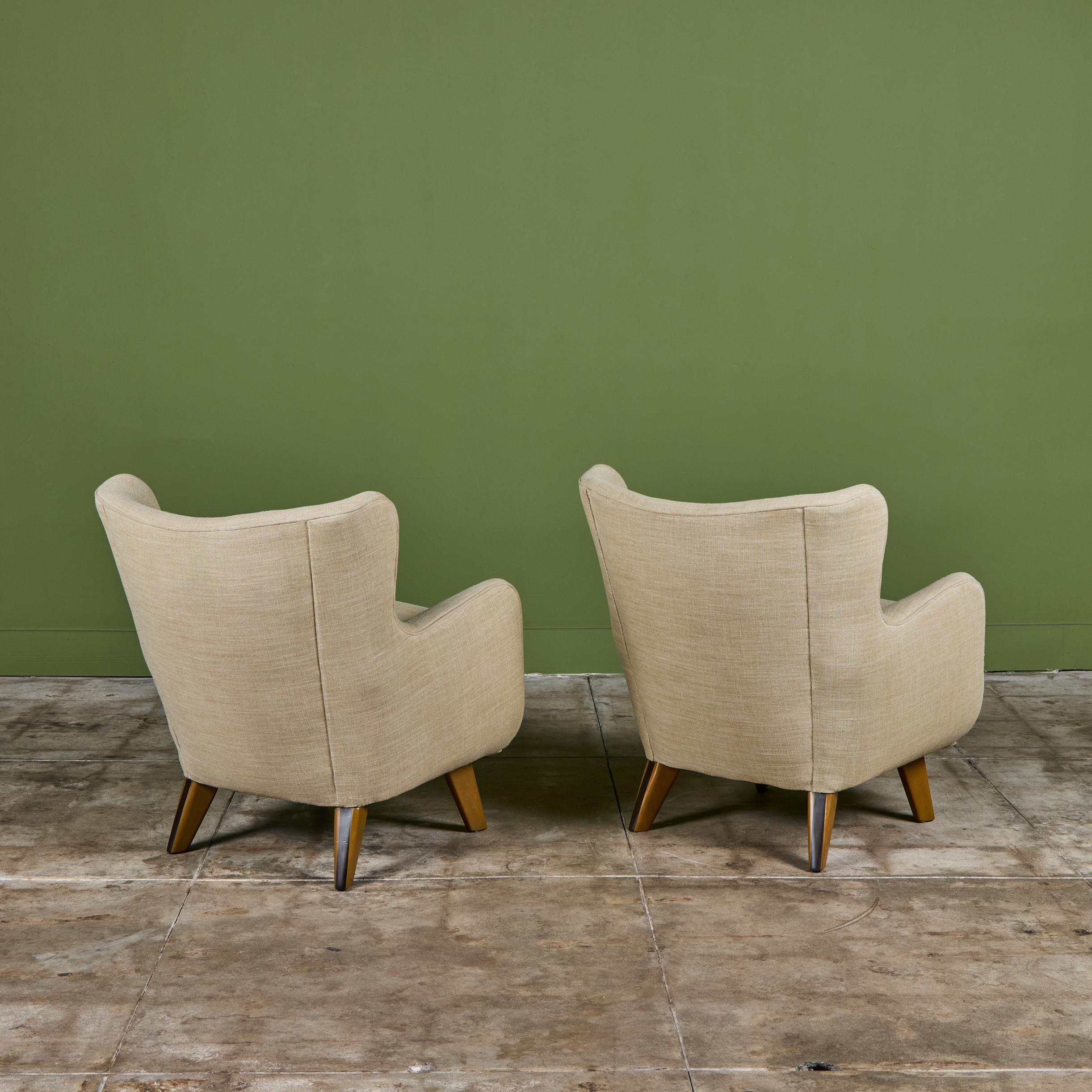 Lino Coppia di sedie da salotto Wingback di George Nelson per Herman Miller in vendita