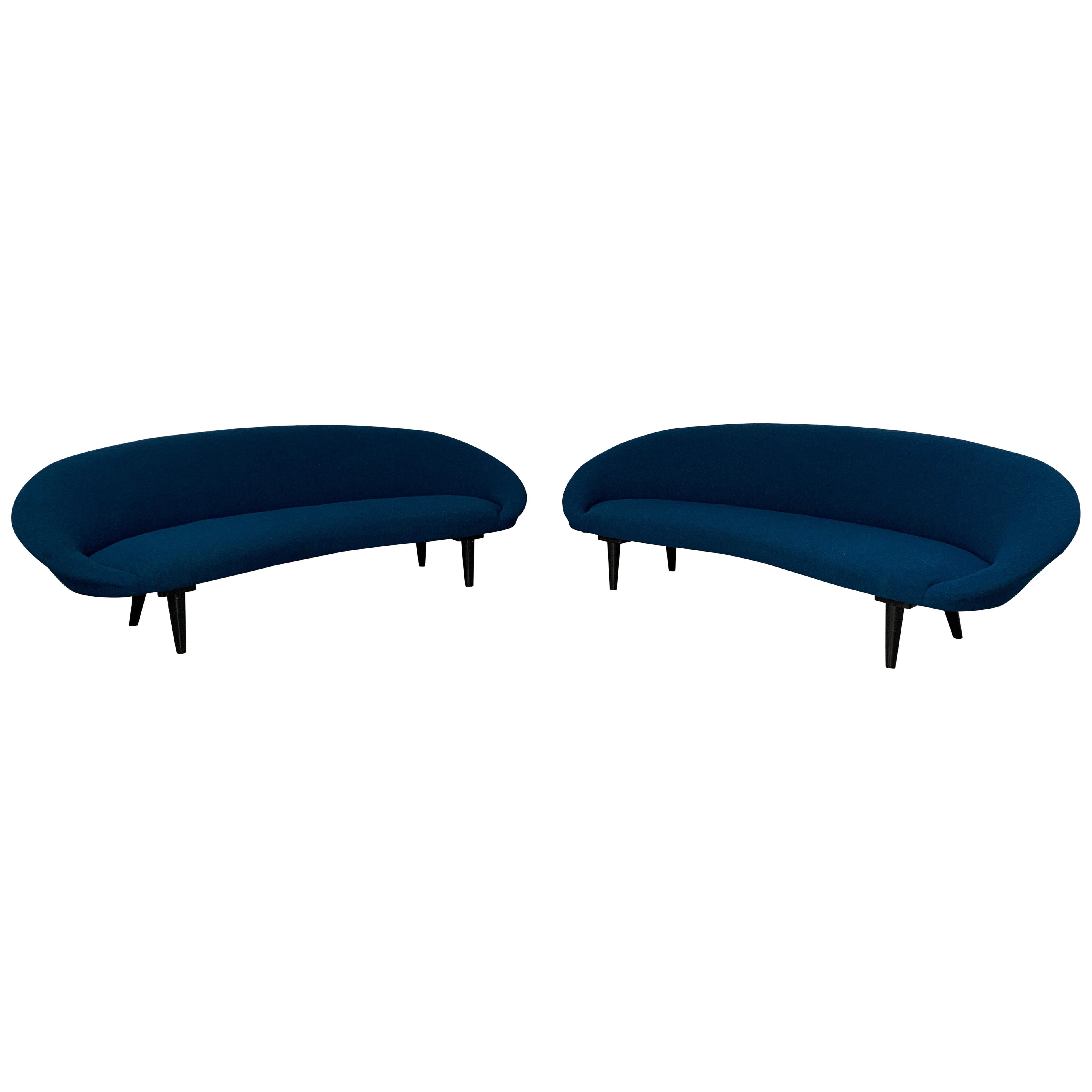 Pair of George Smith "Bean" 4-Seat Sofas by Tom Dixon in Bute "Tiree" Boucle