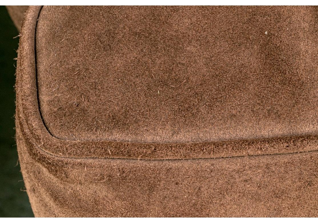 Pair Of George Smith Brown Suede Leather Signature Lounge Chairs For Sale 4