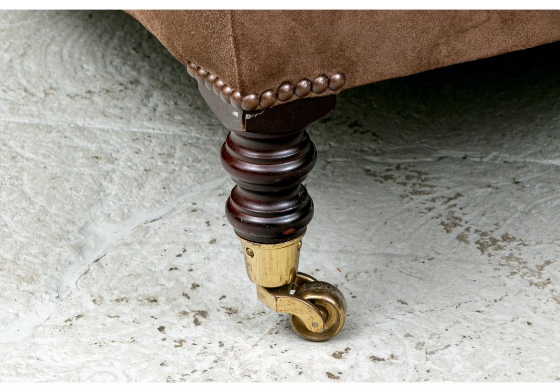 Pair Of George Smith Brown Suede Leather Signature Lounge Chairs For Sale 1