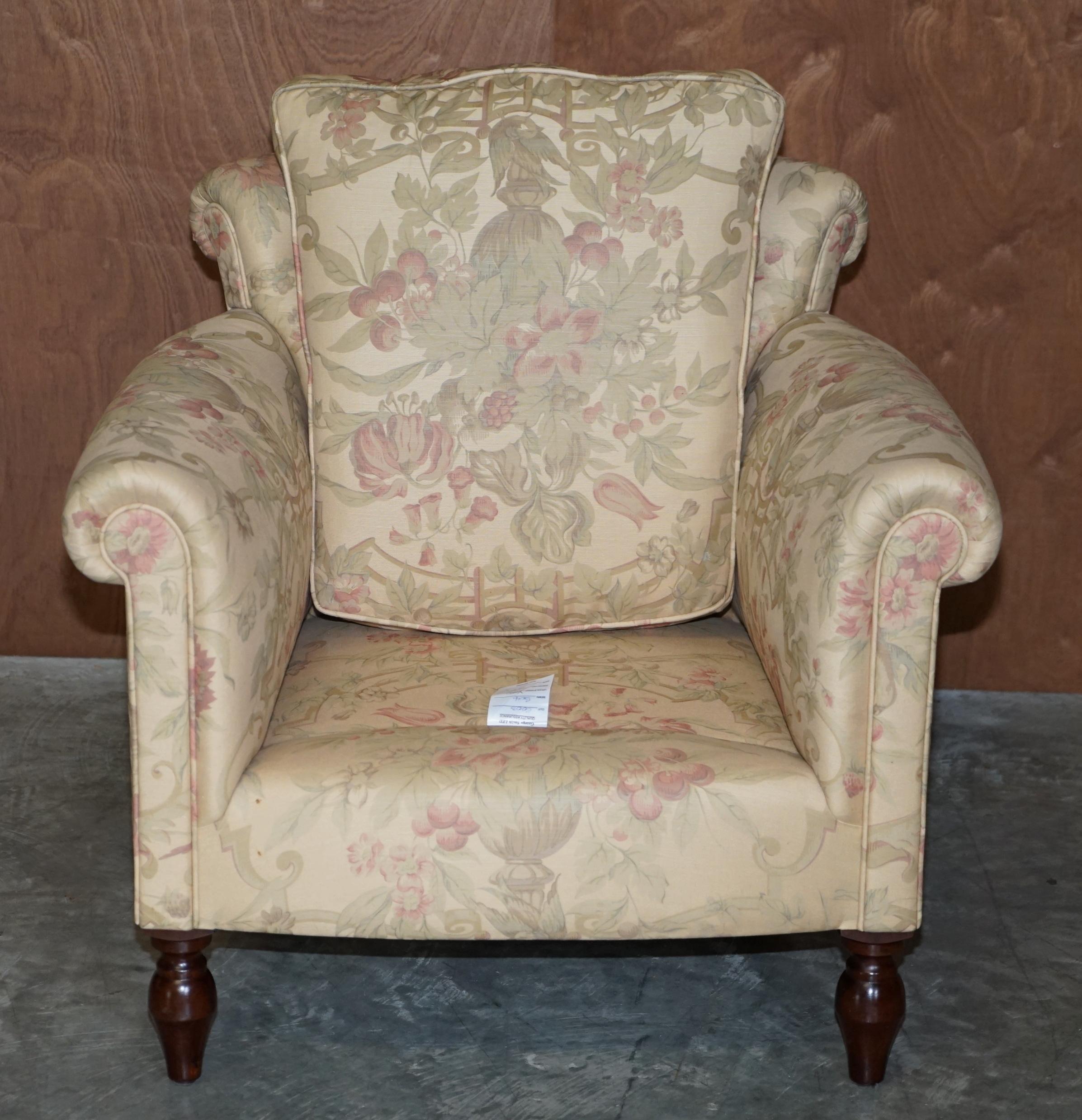 Pair of George Smith Chelsea Floral Upholstered Chesterfield Armchairs 2