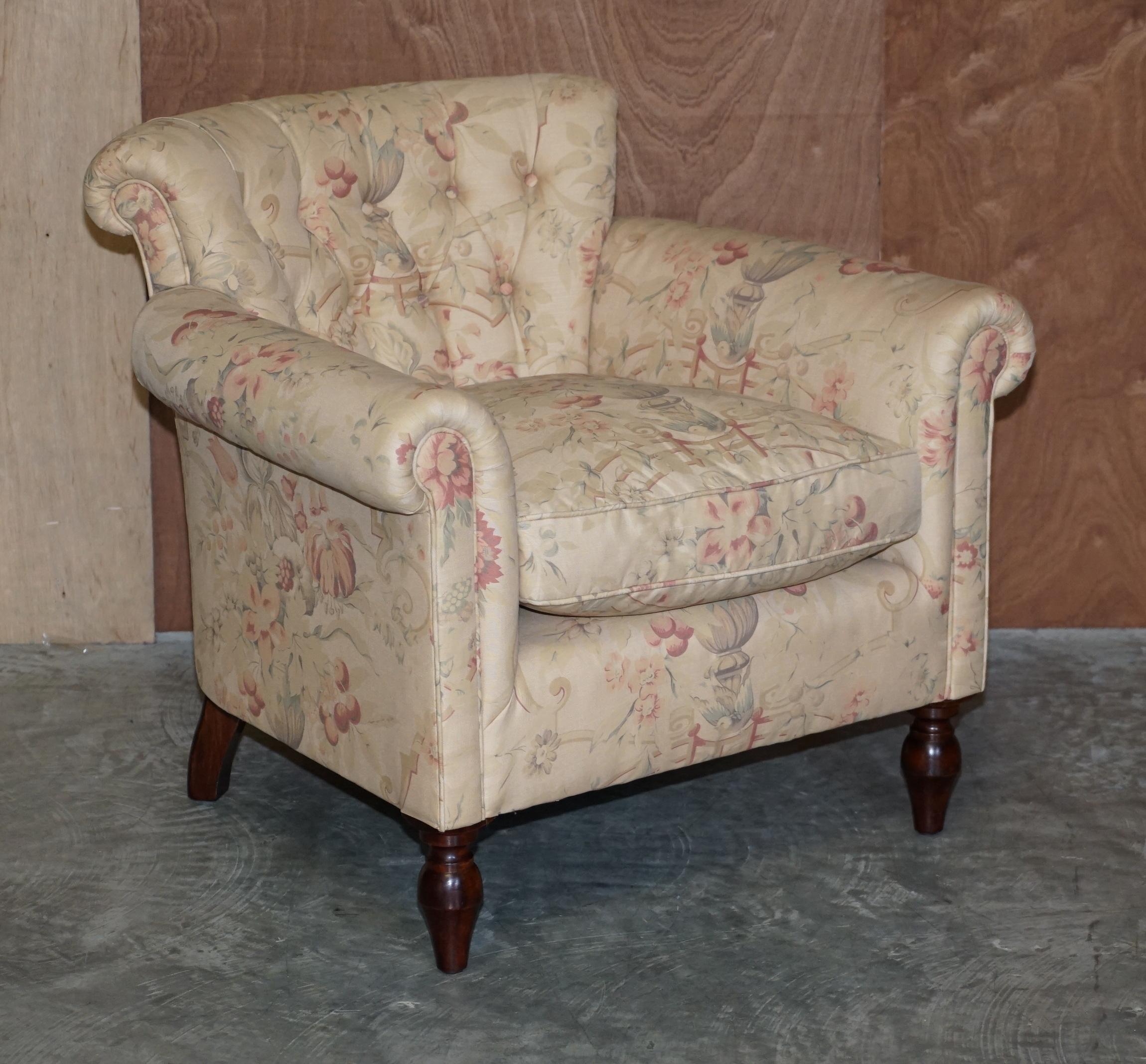 Pair of George Smith Chelsea Floral Upholstered Chesterfield Armchairs 6