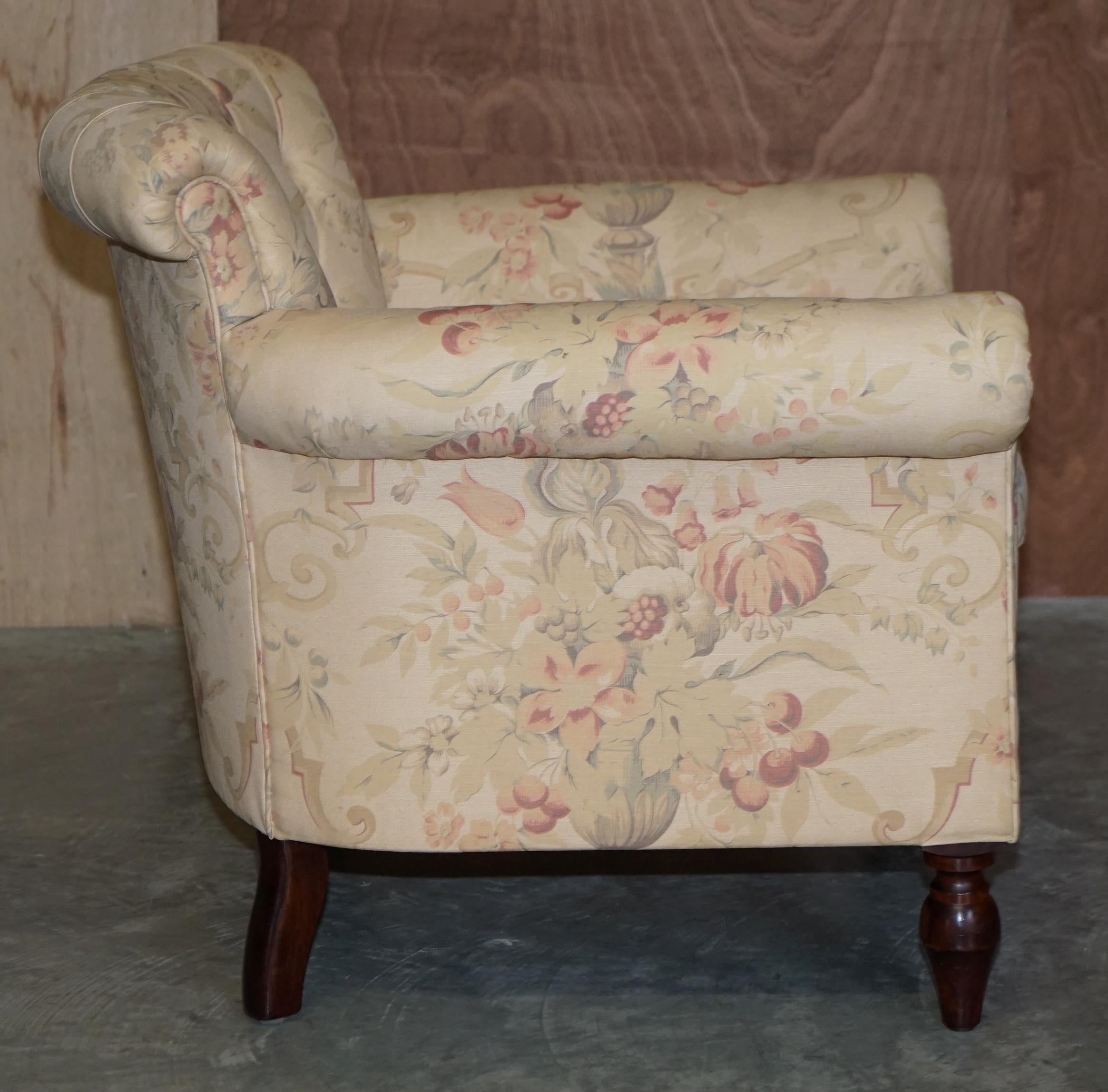 Pair of George Smith Chelsea Floral Upholstered Chesterfield Armchairs 11