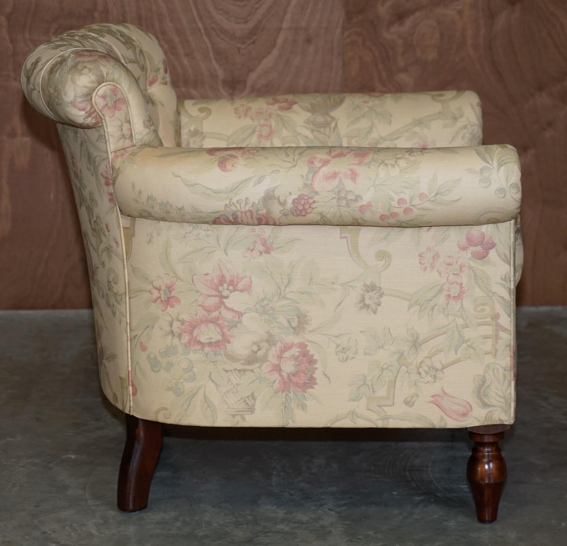 20th Century Pair of George Smith Chelsea Floral Upholstered Chesterfield Armchairs