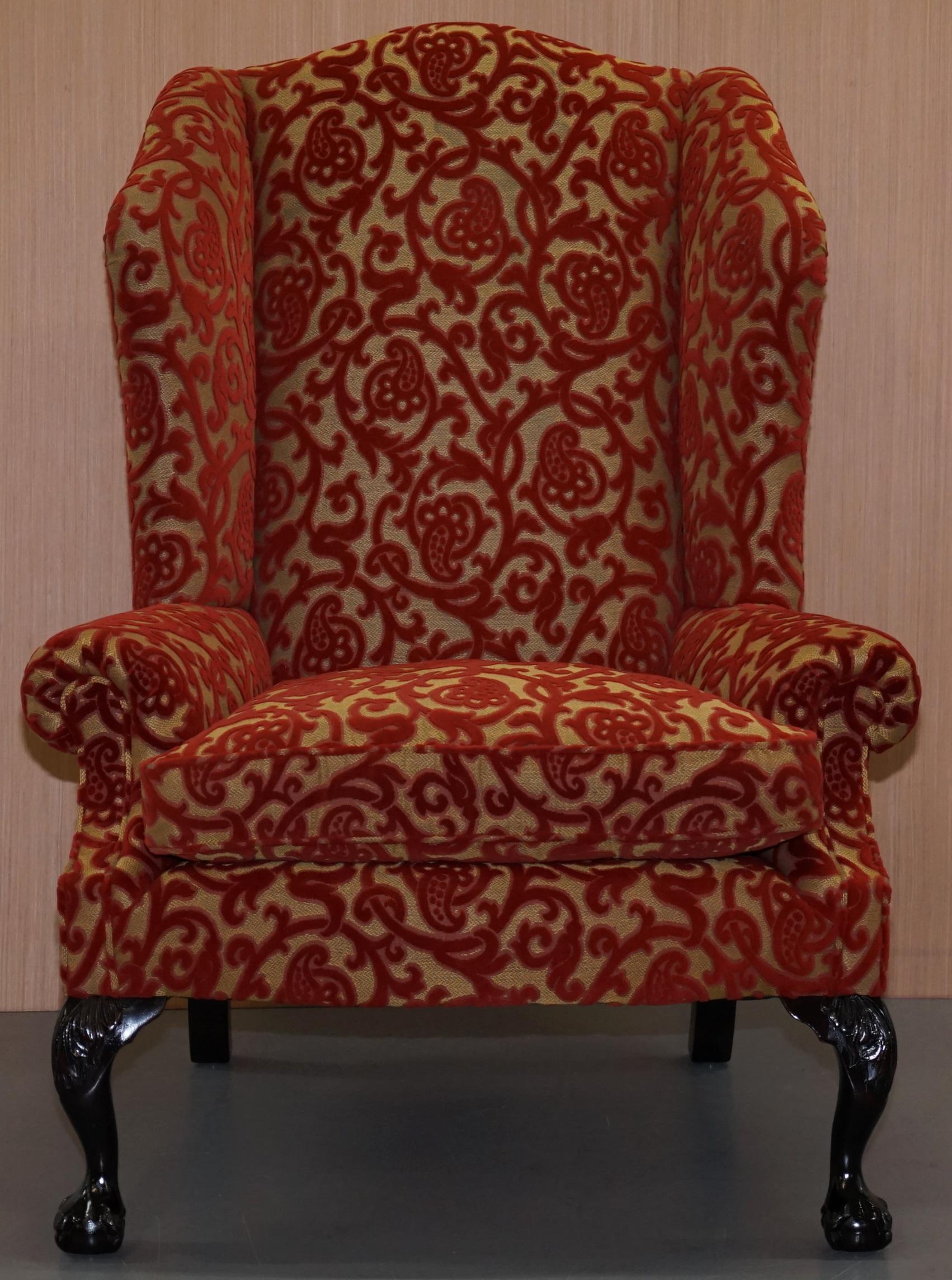 Pair of George Smith Chelsea Large Wingback Armchairs Claw and Ball Feet For Sale 9