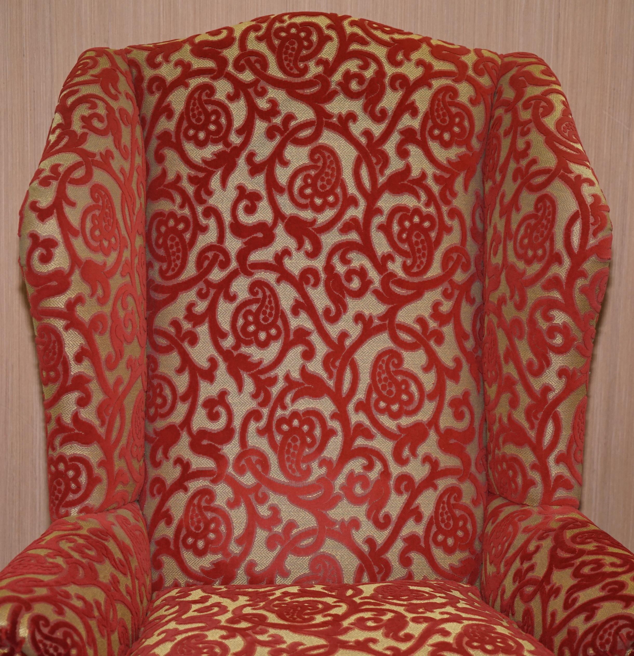 Hand-Crafted Pair of George Smith Chelsea Large Wingback Armchairs Claw and Ball Feet For Sale