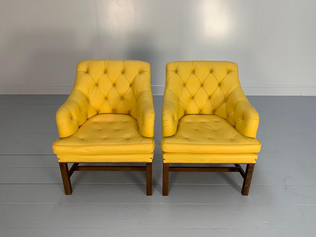 Paire de fauteuils géorgiens George Smith - en cuir jaune Bon état - En vente à Barrowford, GB