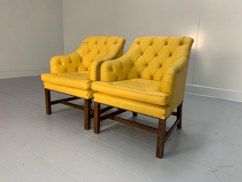 XXIe siècle et contemporain Paire de fauteuils géorgiens George Smith - en cuir jaune en vente