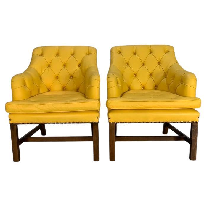 Pair of George Smith "Georgian" Armchairs - In Yellow Leather