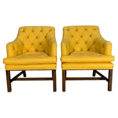 Pair of George Smith "Georgian" Armchairs - In Yellow Leather