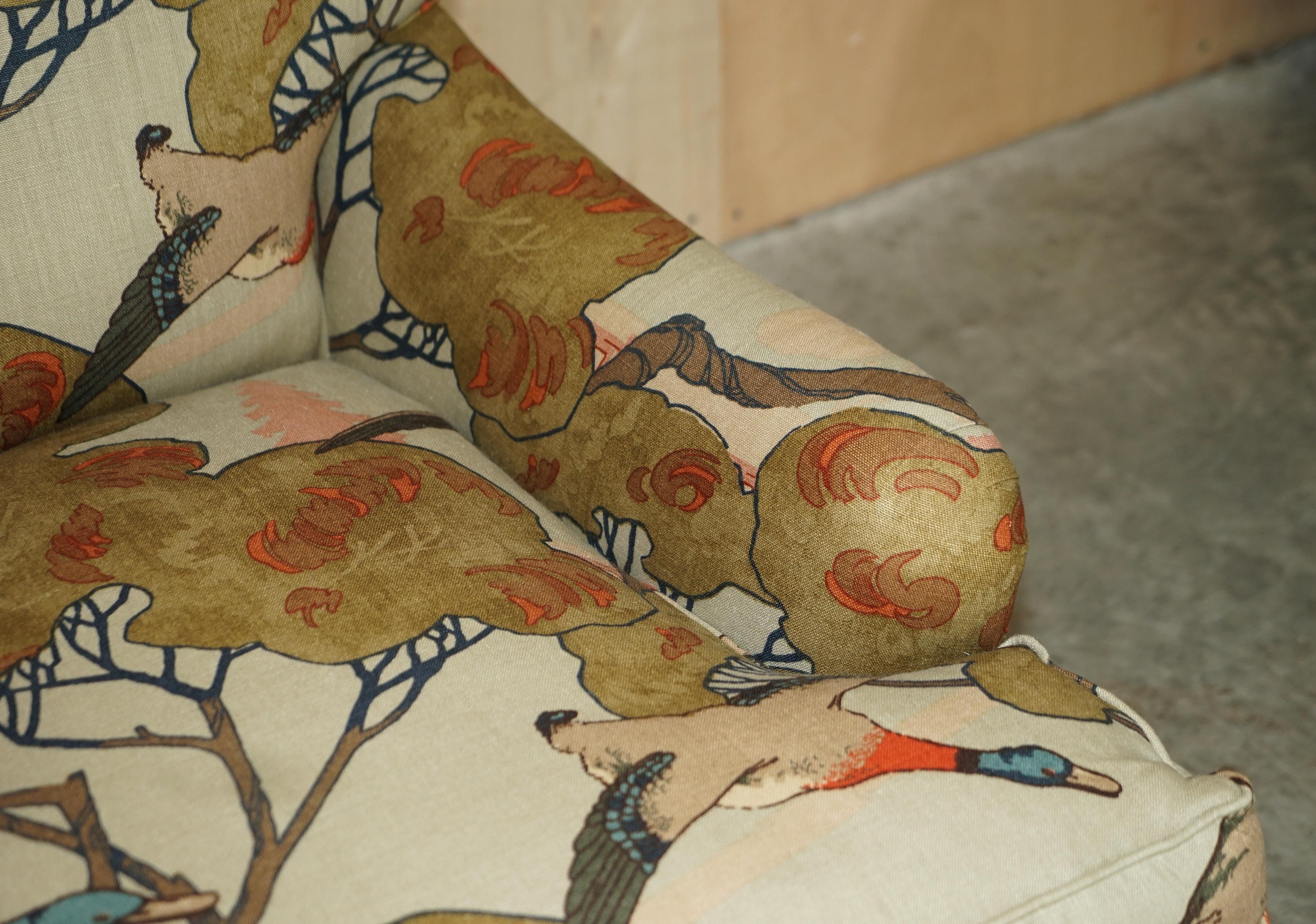 PAIR OF GEORGE SMITH HOWARD SIGNATURE SCROLL ARM MULBERRY FLYING DUCKS ARMCHAiRS 4