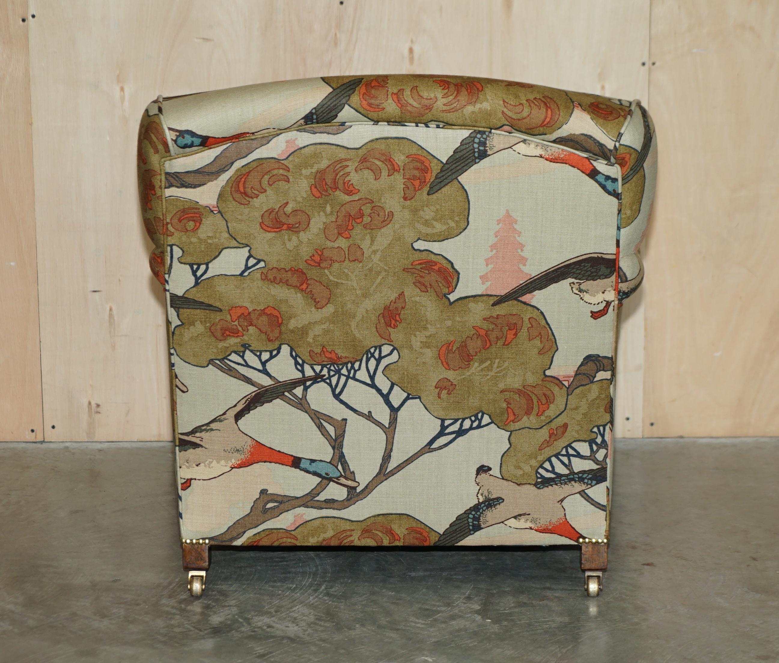 PAIR OF GEORGE SMITH HOWARD SIGNATURE SCROLL ARM MULBERRY FLYING DUCKS ARMCHAiRS 11