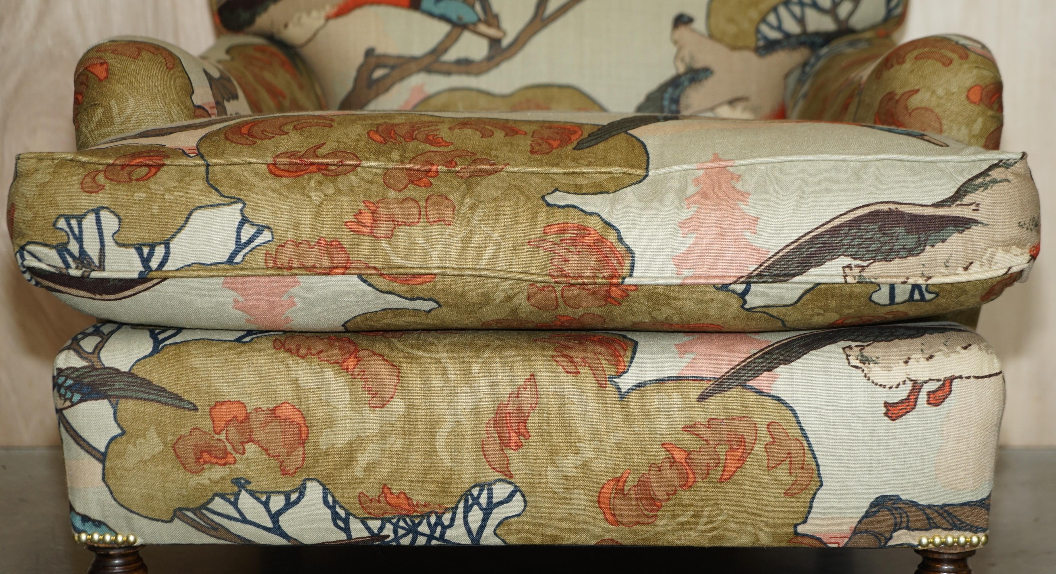 Hand-Crafted PAIR OF GEORGE SMITH HOWARD SIGNATURE SCROLL ARM MULBERRY FLYING DUCKS ARMCHAiRS