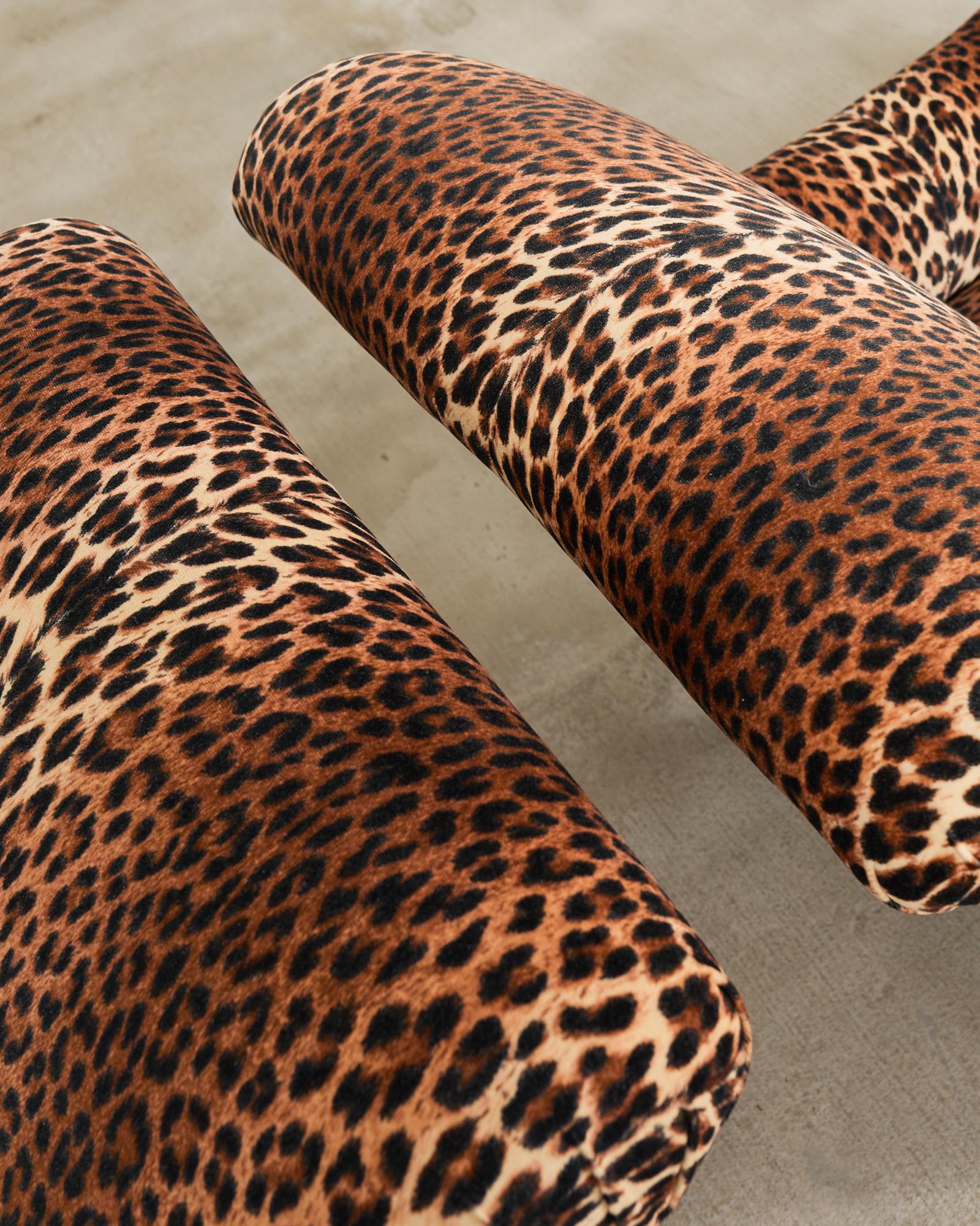 Paar George Smith Jules-Loungesessel aus Leopardensamt im Angebot 3