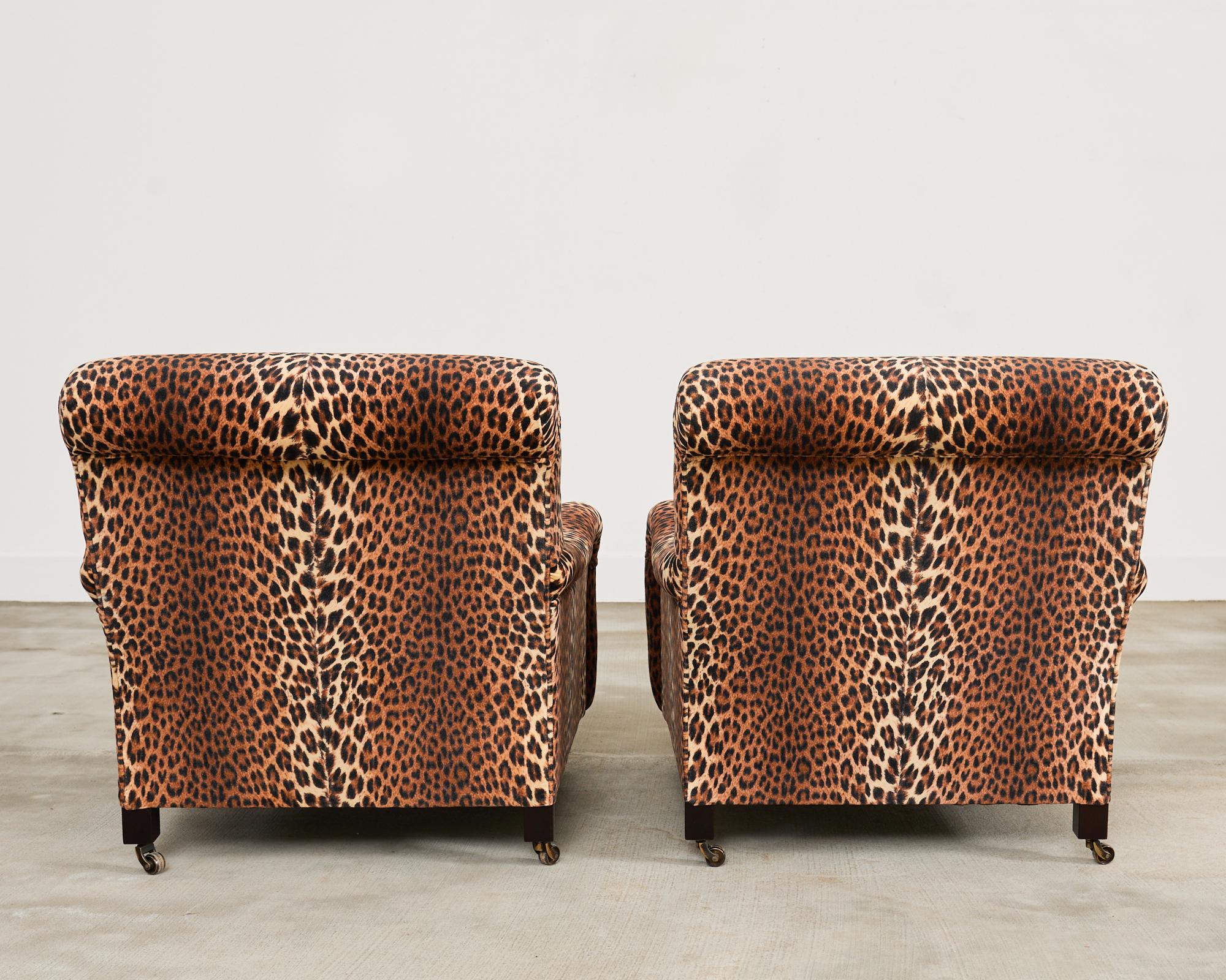Paar George Smith Jules-Loungesessel aus Leopardensamt im Angebot 6