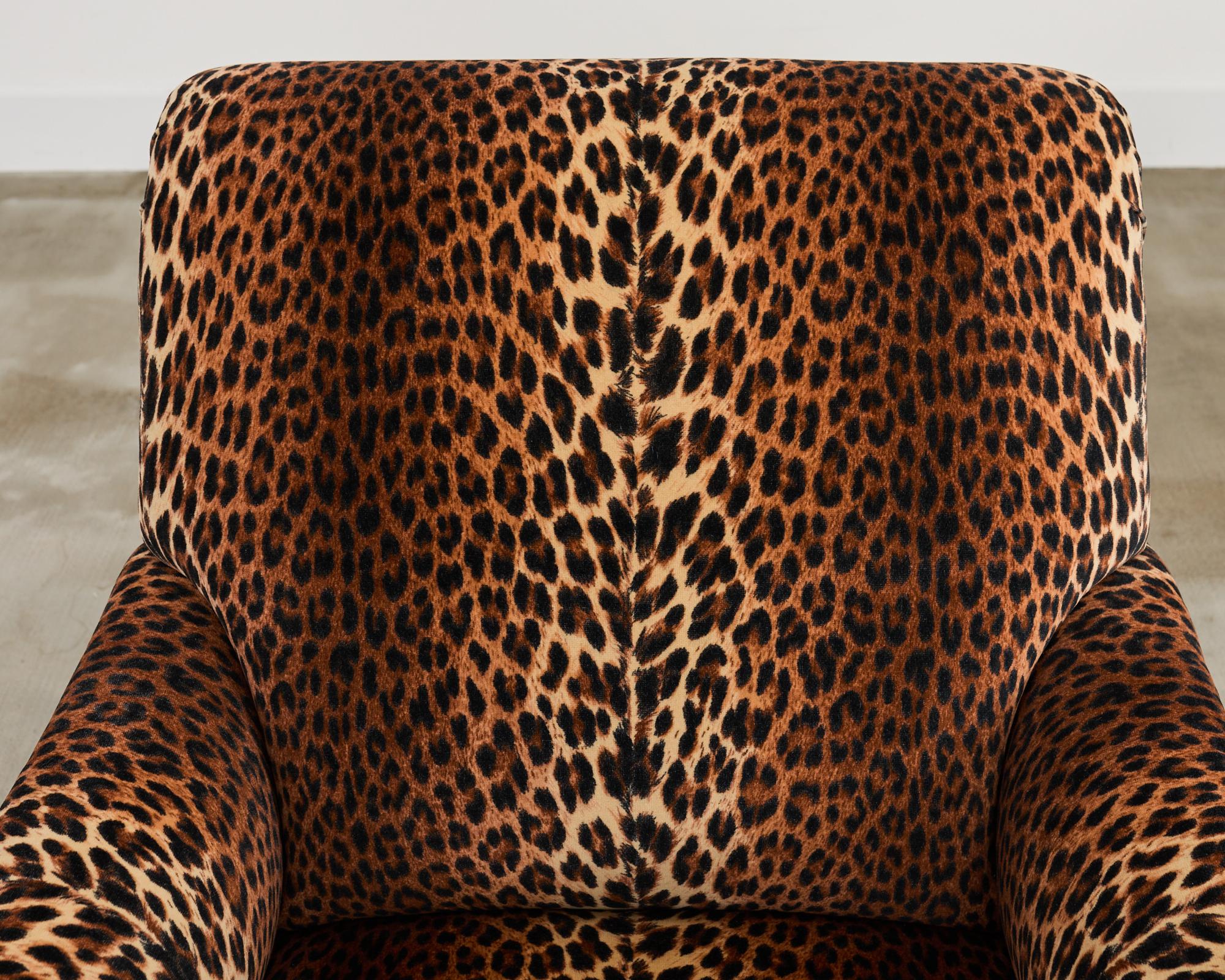 Paar George Smith Jules-Loungesessel aus Leopardensamt im Angebot 7