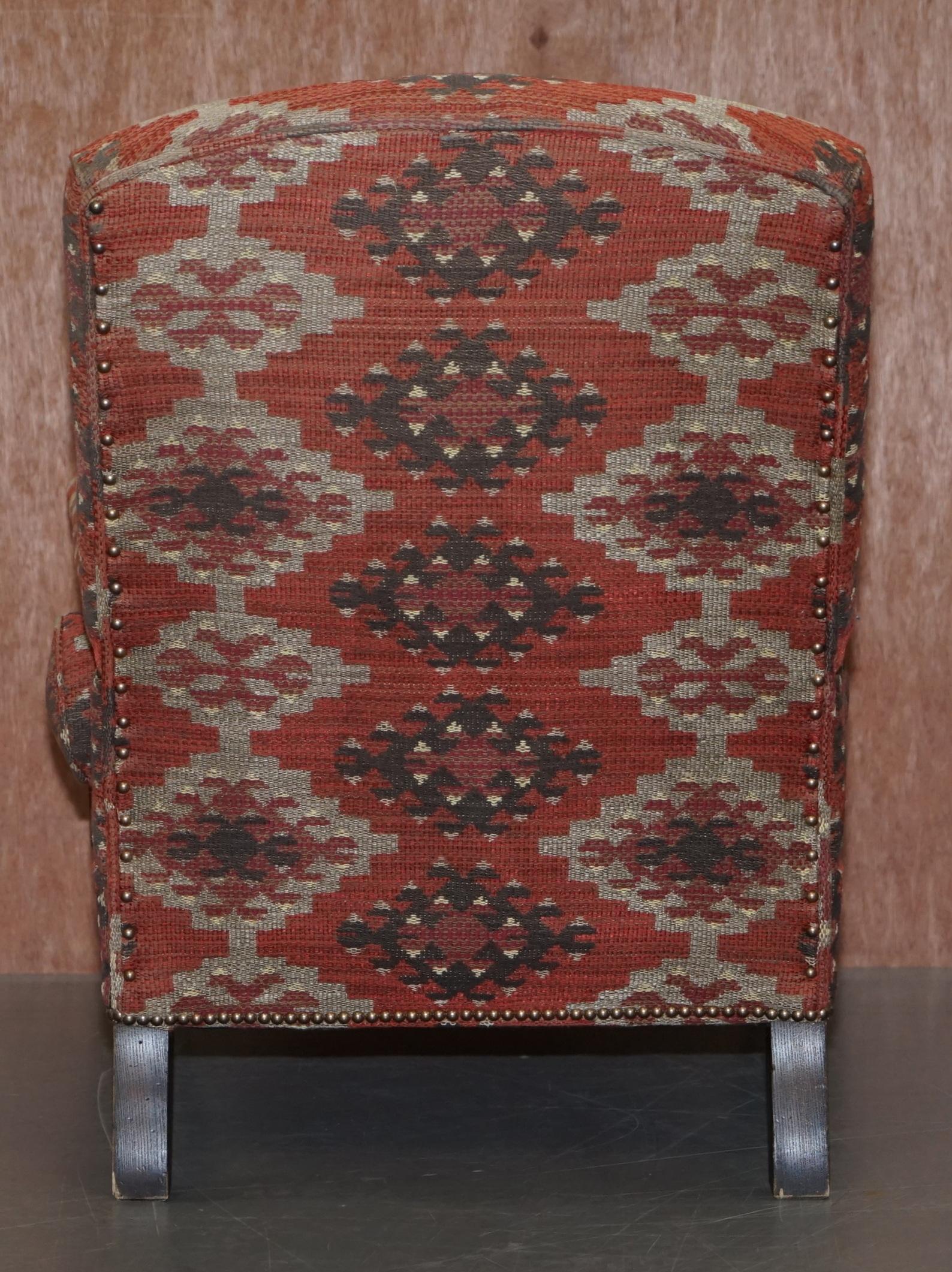 Pair of George Smith Kilim Upholstered Edwardian Library Armchairs 6