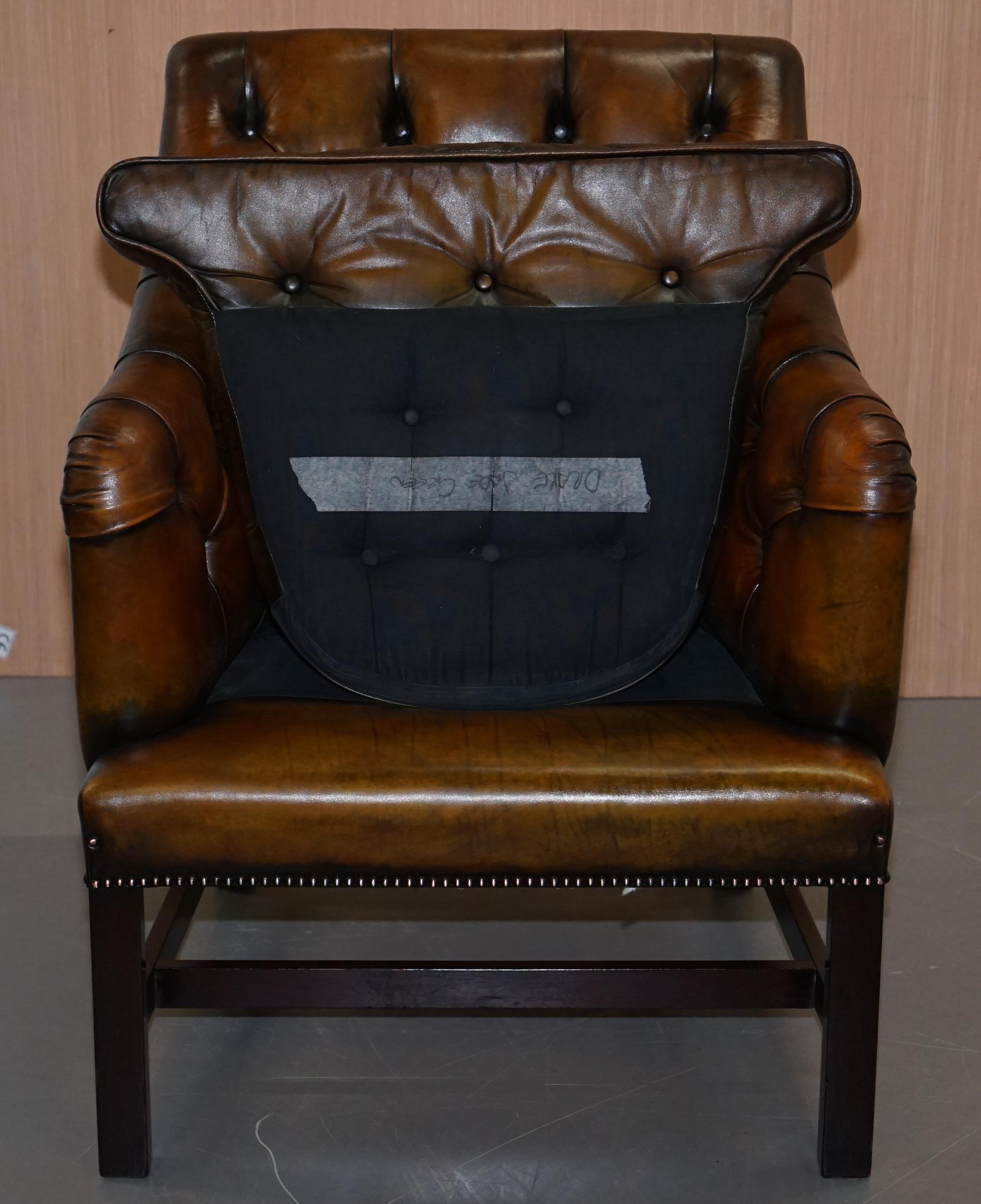 Pair of George Smith Restored Brown Leather Georgian Armchairs Desk For Sale 7