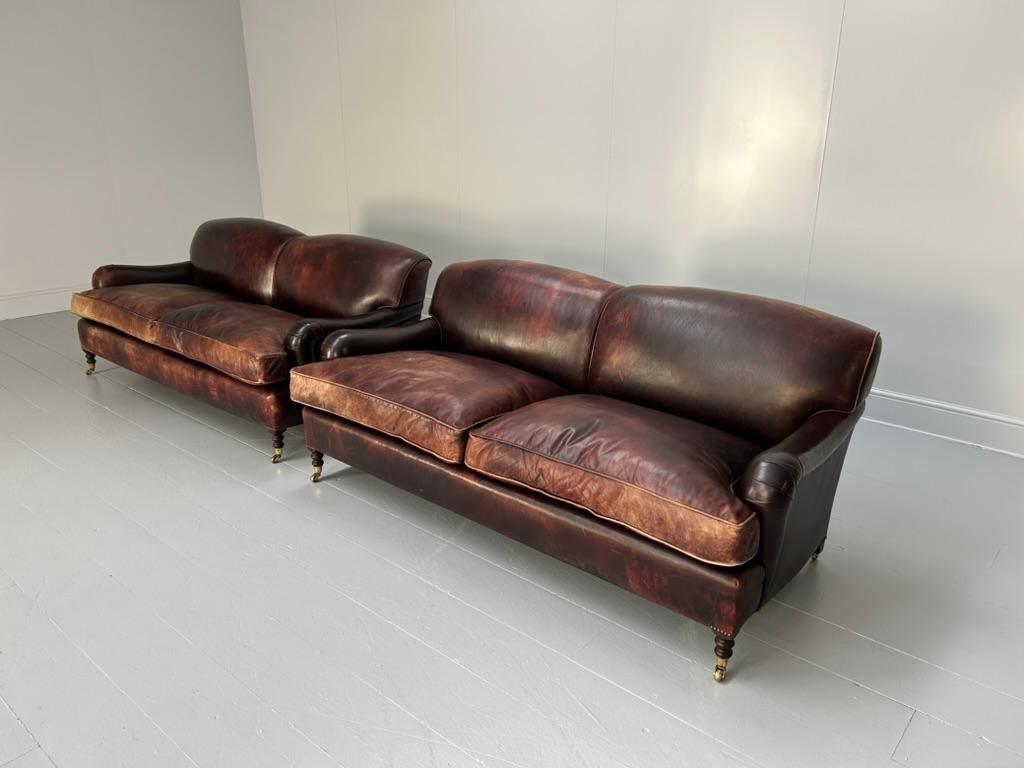 Paar George Smith „Signature“ 2,5-Sitz-Sofas aus Ochsenblutleder im Zustand „Gut“ im Angebot in Barrowford, GB