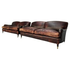 Used Pair of George Smith "Signature" 2.5-Seat Sofas - In Oxblood Leather