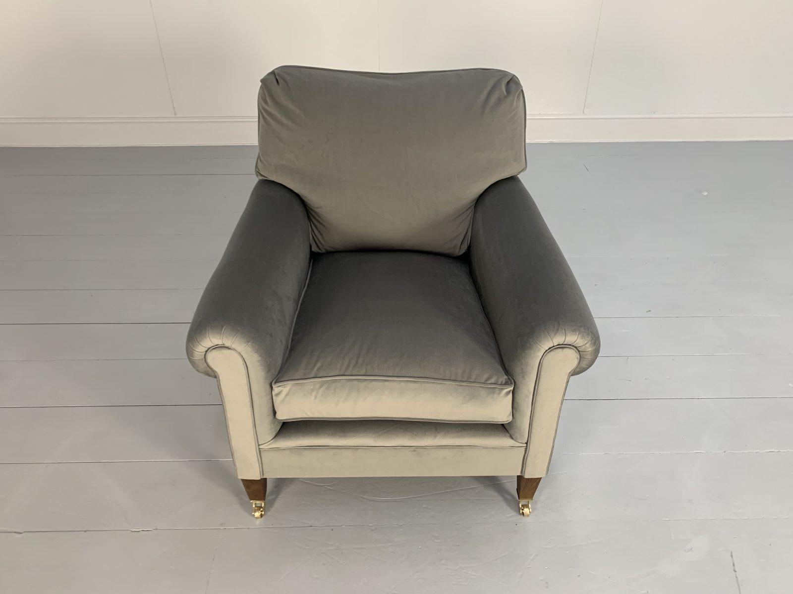 Pair of George Smith “Signature” Armchairs, in Pale Grey Ralph Lauren Velvet 6