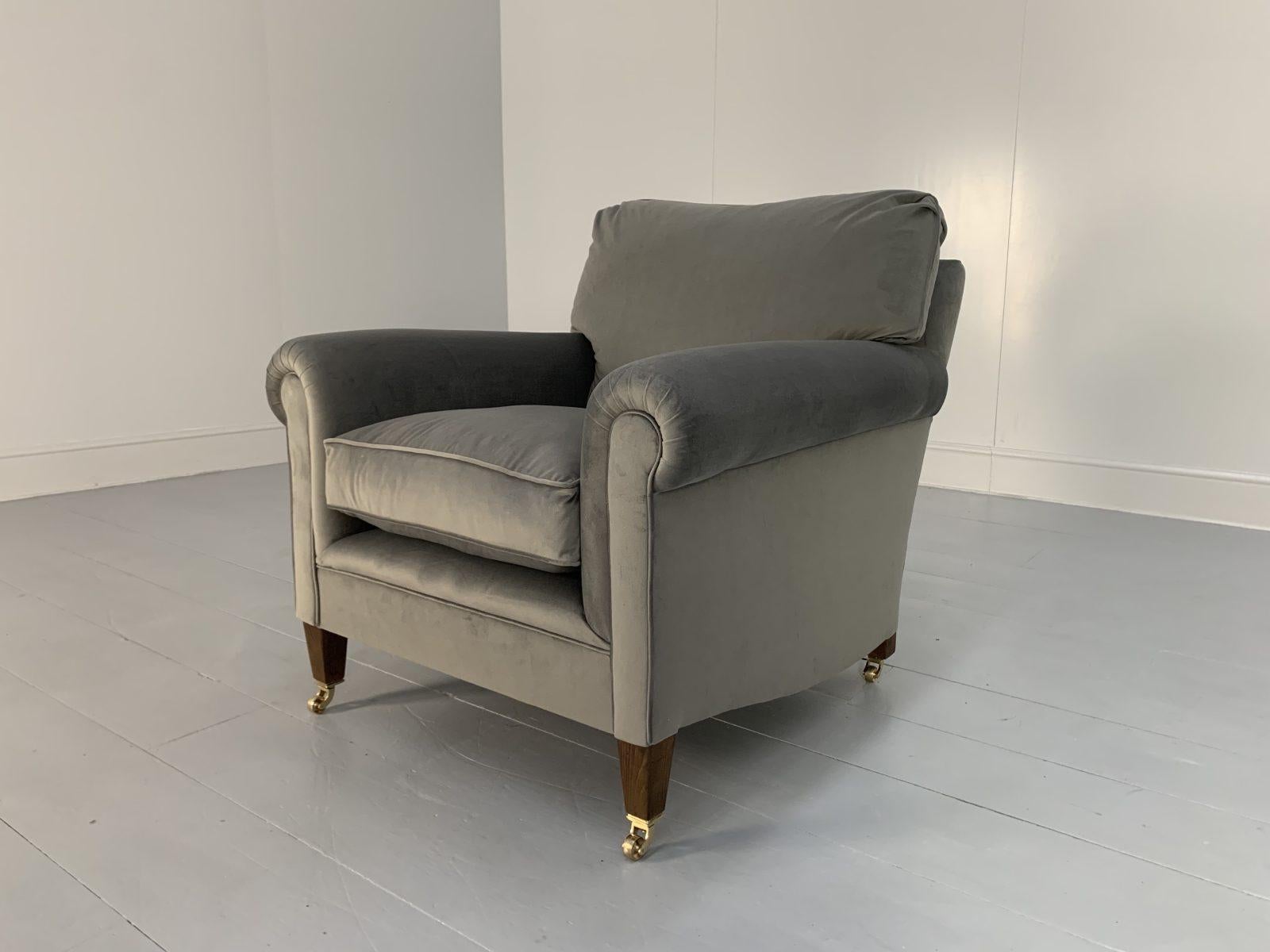 Pair of George Smith “Signature” Armchairs, in Pale Grey Ralph Lauren Velvet 9