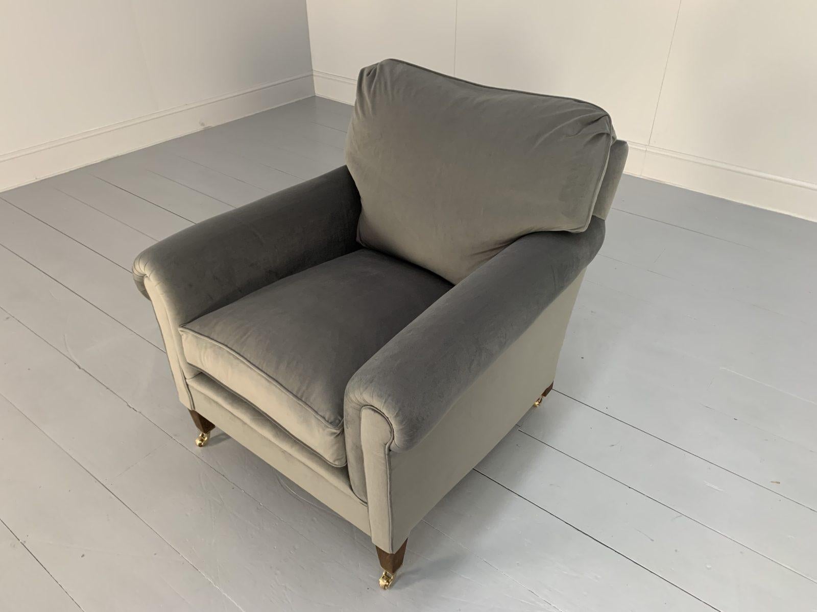 Pair of George Smith “Signature” Armchairs, in Pale Grey Ralph Lauren Velvet 10