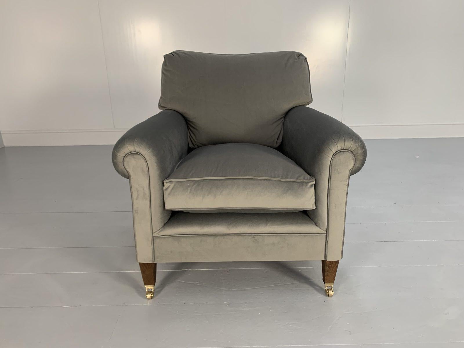 Pair of George Smith “Signature” Armchairs, in Pale Grey Ralph Lauren Velvet 2