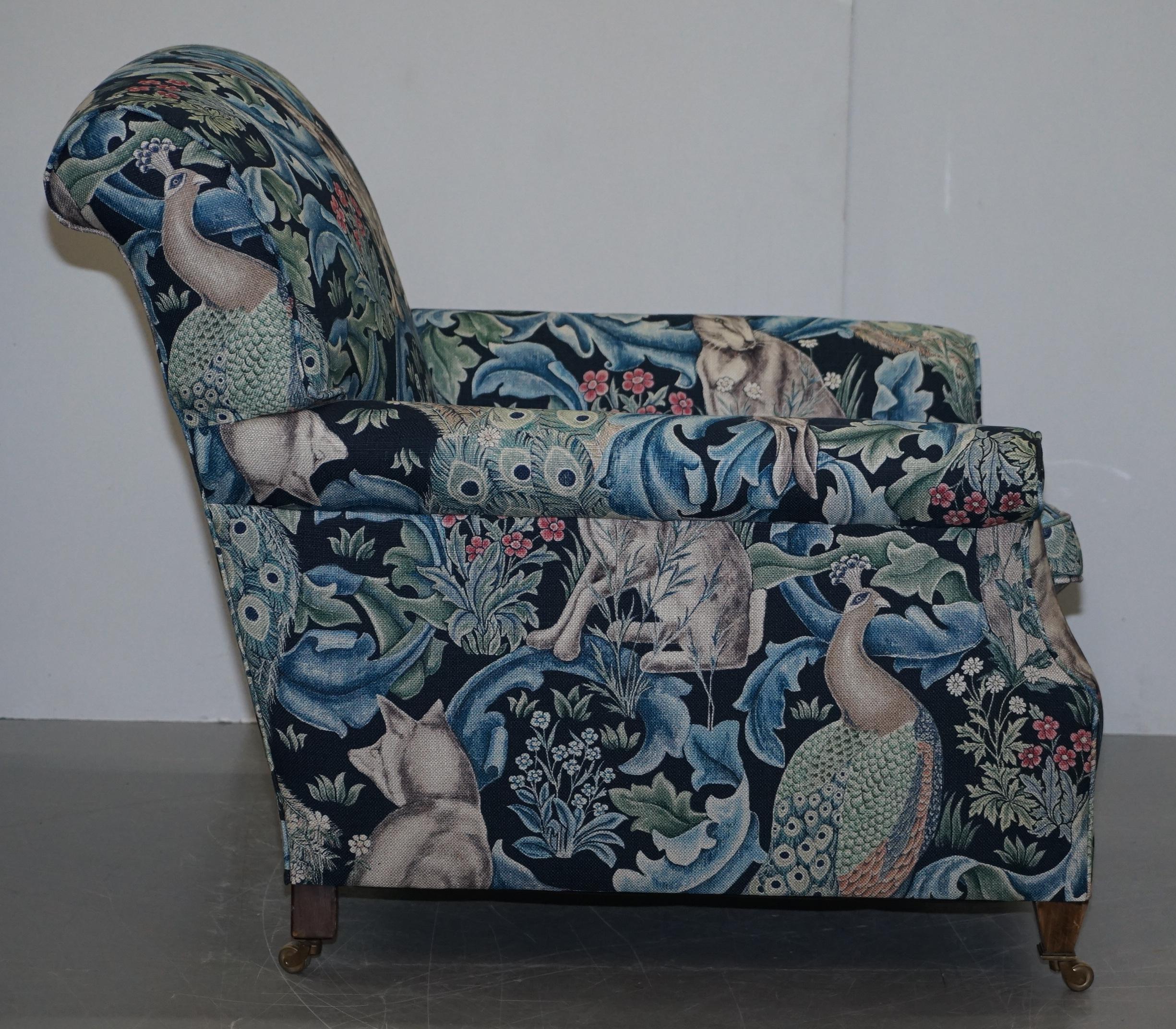 Pair of George Smith Signature Armchairs William Morris Forest Linen Fabric 3