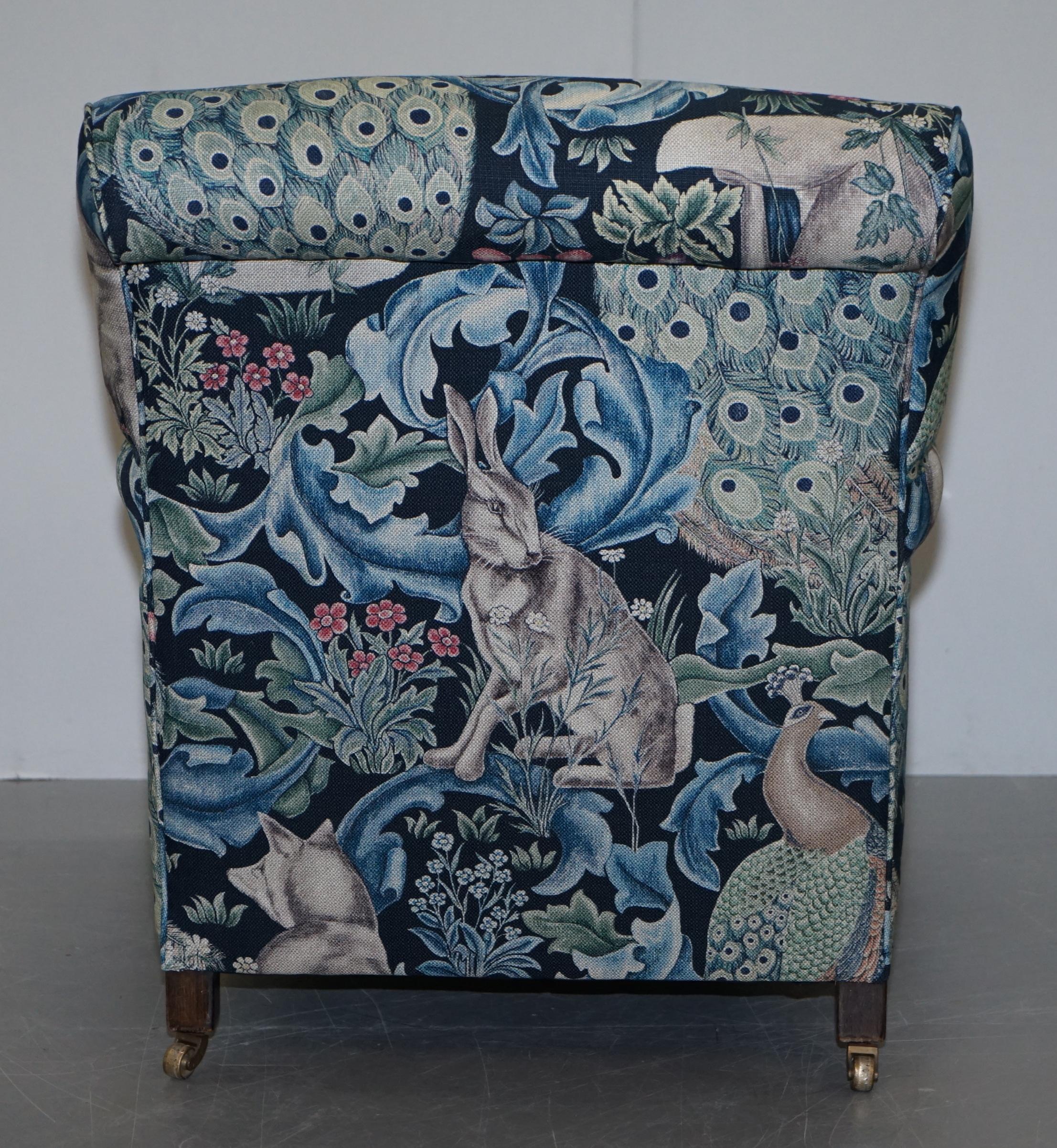 Pair of George Smith Signature Armchairs William Morris Forest Linen Fabric 6