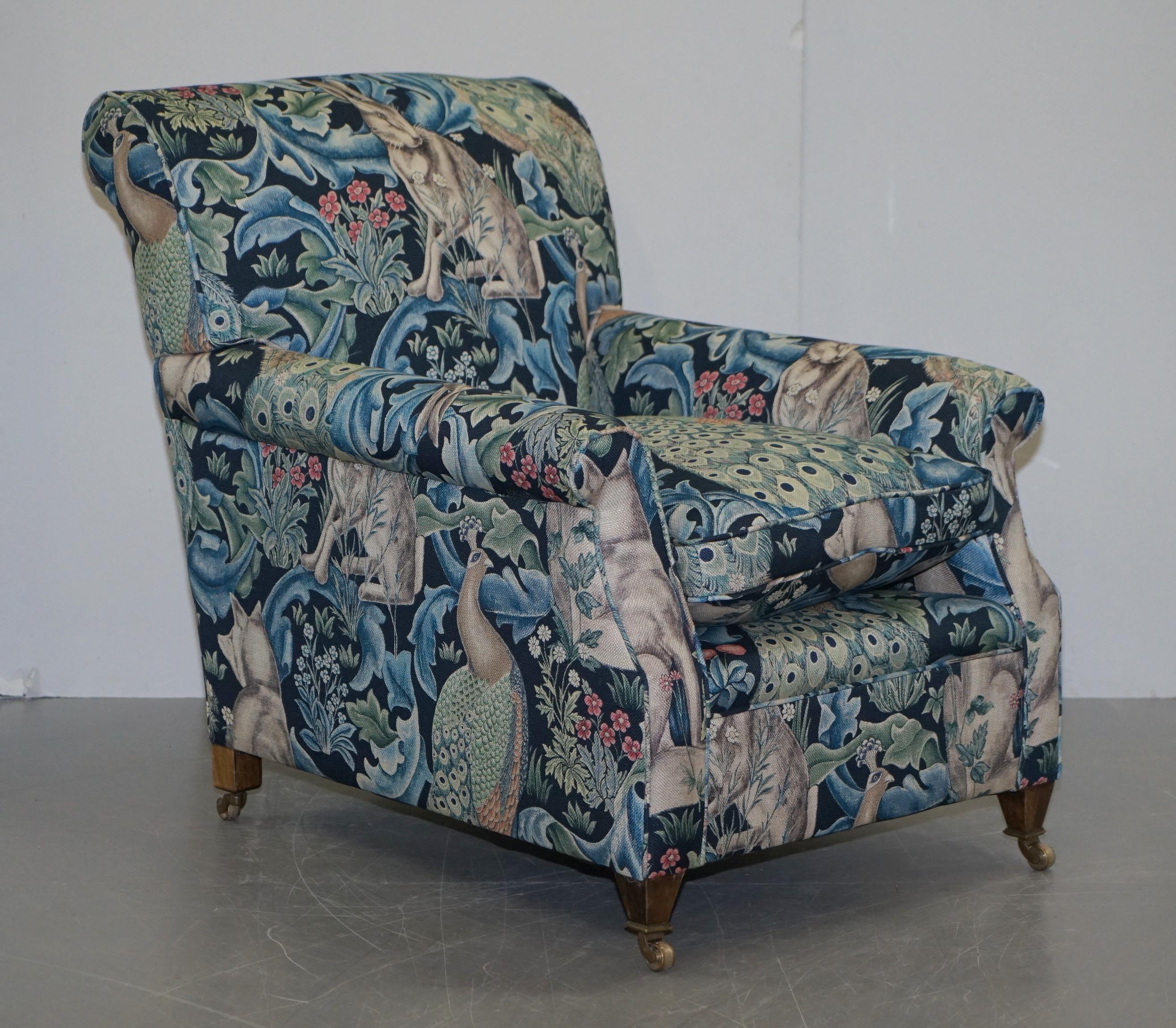 Pair of George Smith Signature Armchairs William Morris Forest Linen Fabric 10