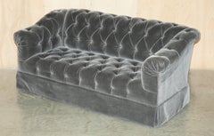 PAIR OF GEORGE SMiTH SOMERVILLE CHESTERFIELD MOHAIR VELVET SOFAS