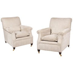 Pair of George Smith Upholstered 'Study' Armchairs