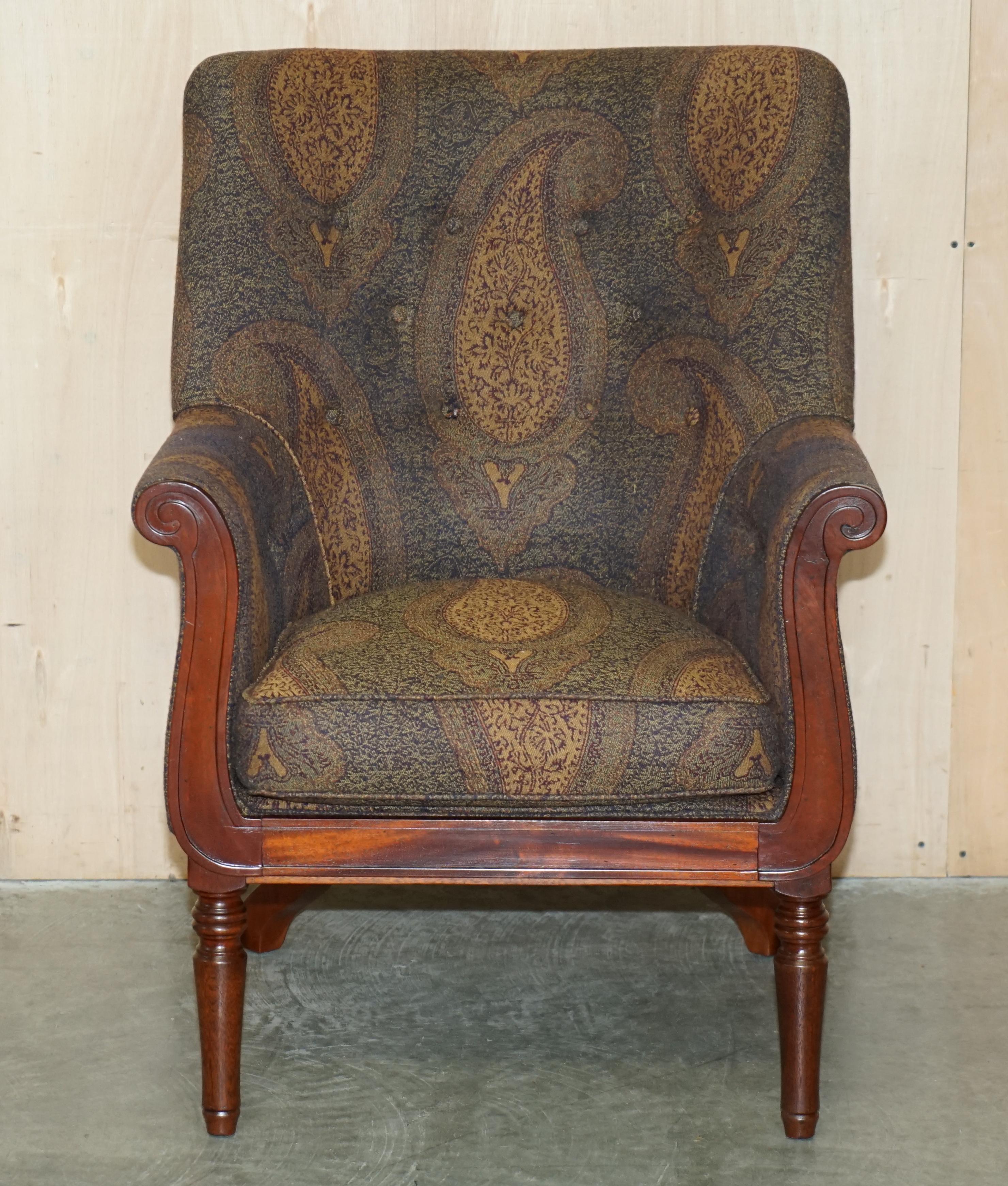 PAiR OF GEORGE SMITH WILLIAM IV LIBRARY ARMCHAIRS UNIQUE UPHOLSTERY For Sale 10