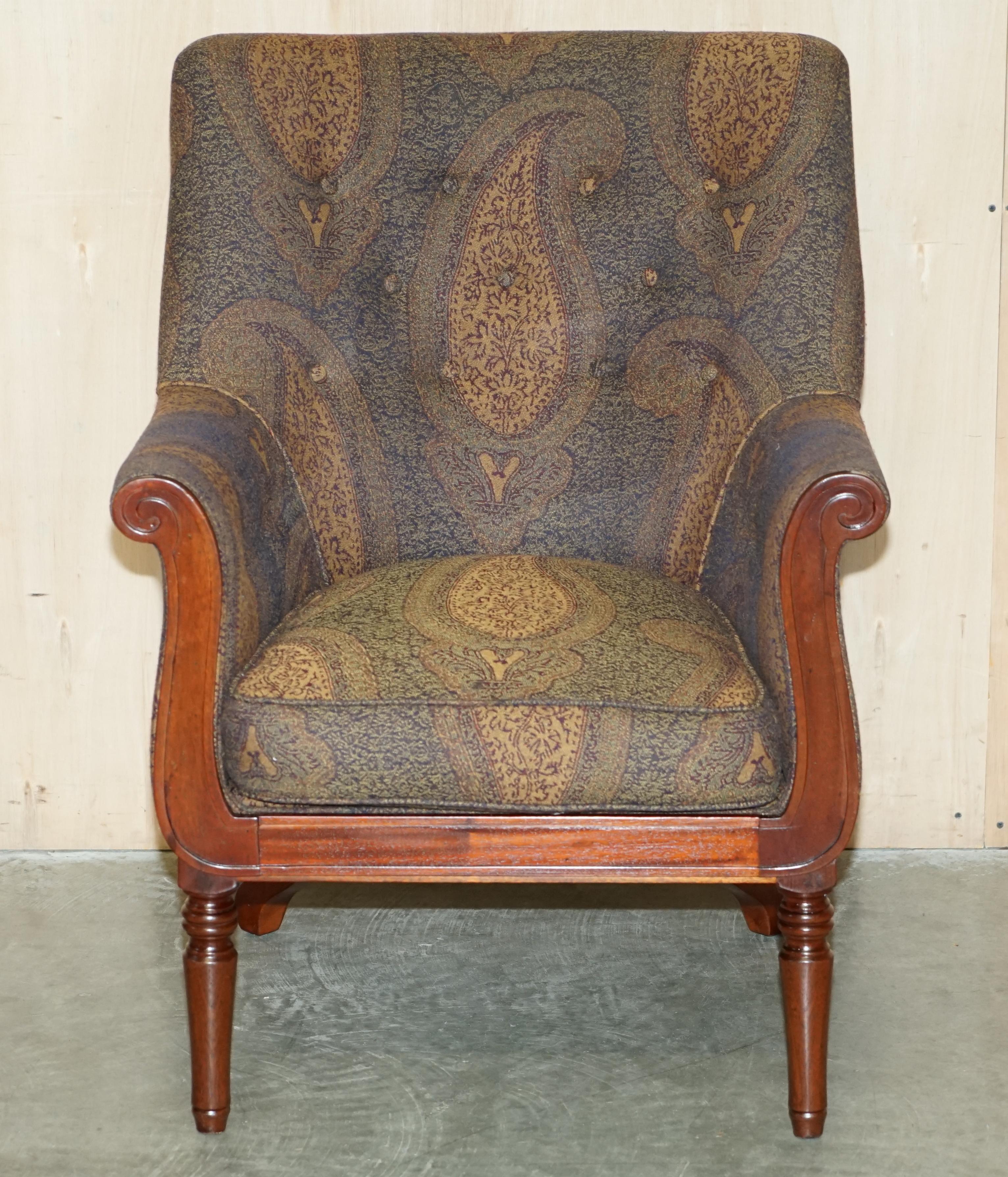 William IV PAiR OF GEORGE SMITH WILLIAM IV LIBRARY ARMCHAIRS UNIQUE UPHOLSTERY