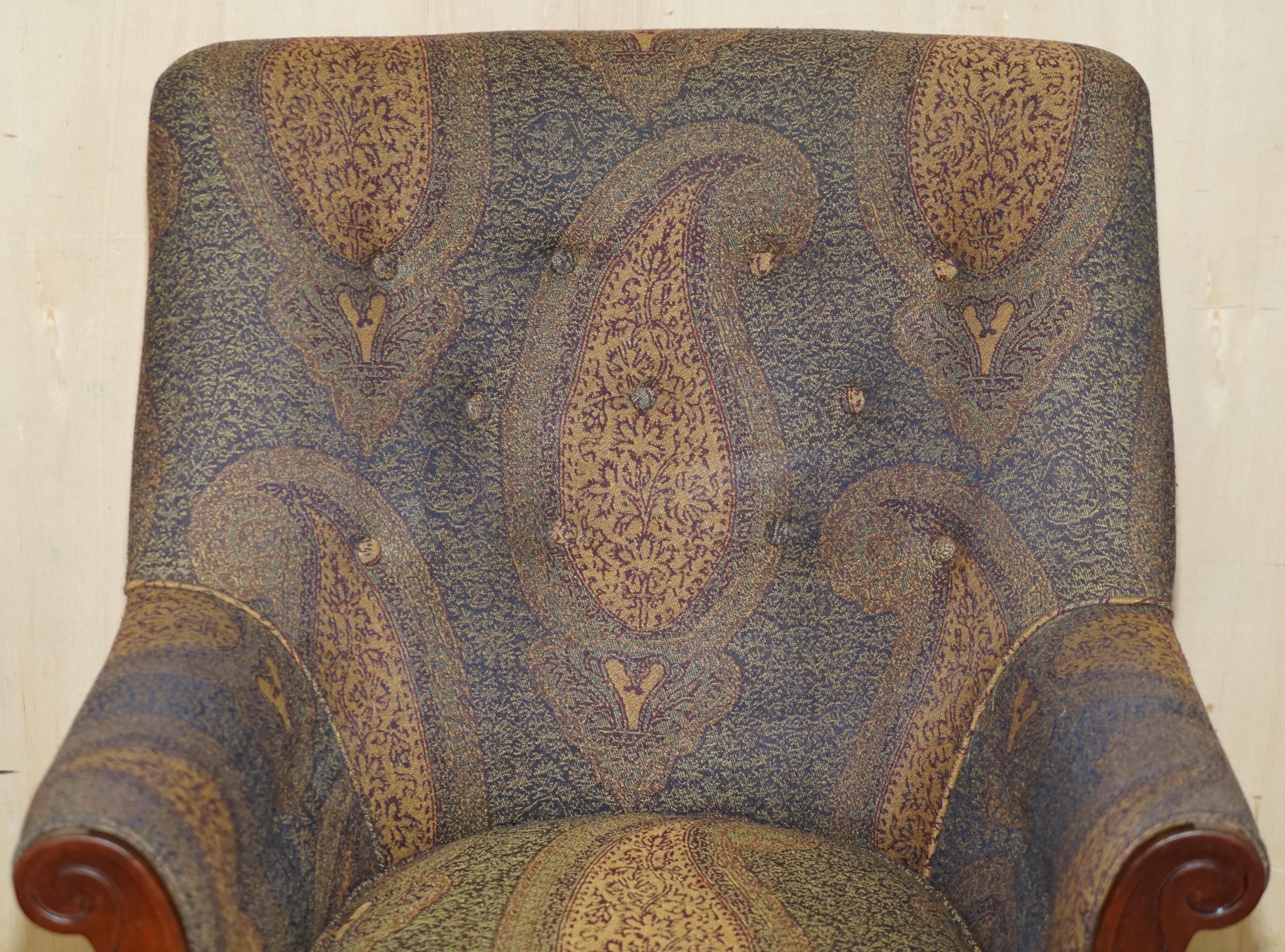 English PAiR OF GEORGE SMITH WILLIAM IV LIBRARY ARMCHAIRS UNIQUE UPHOLSTERY For Sale